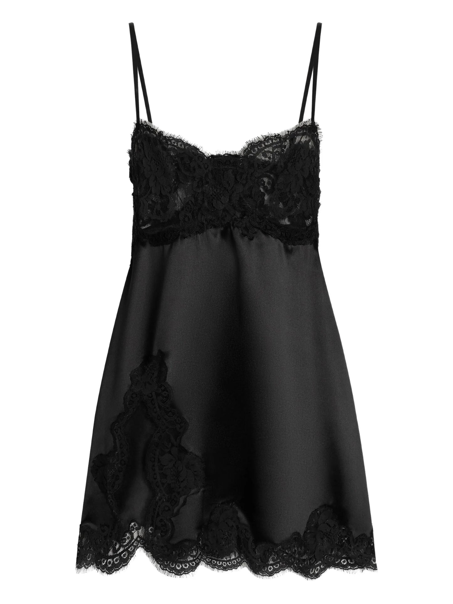 lace-trimmed slip mini dress