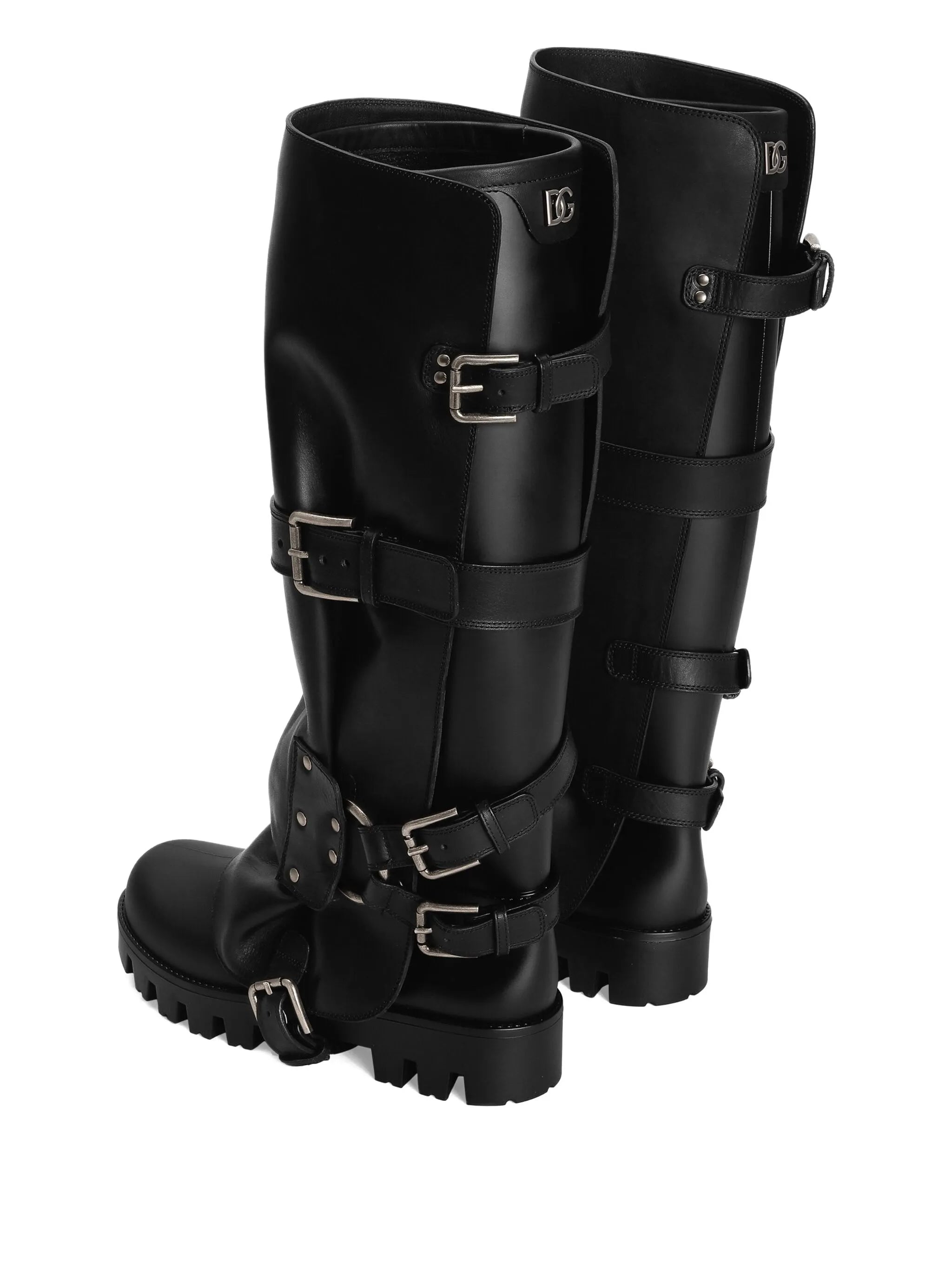 buckle-strap biker boots