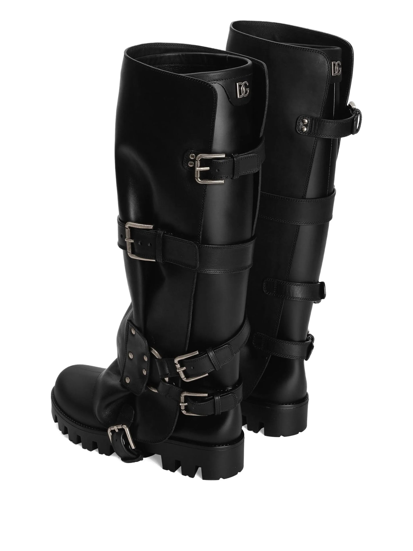 buckle-strap biker boots