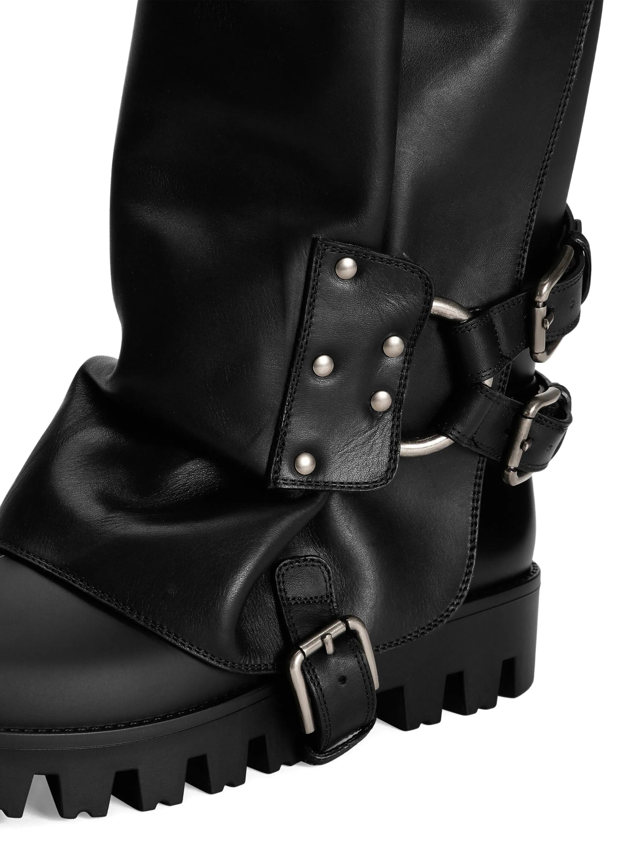 buckle-strap biker boots