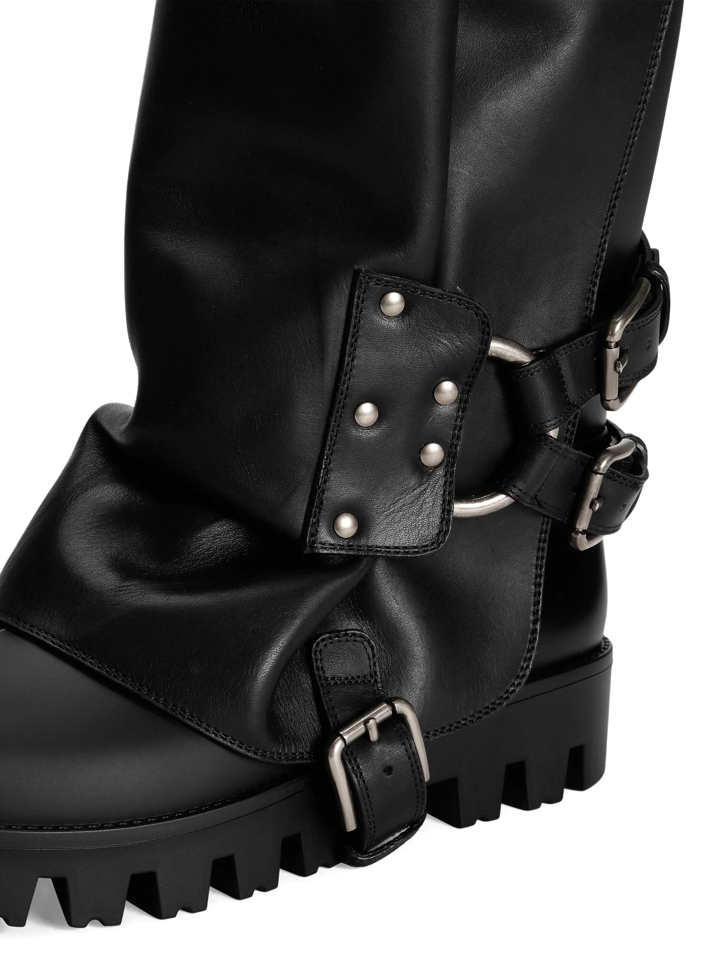 buckle-strap biker boots