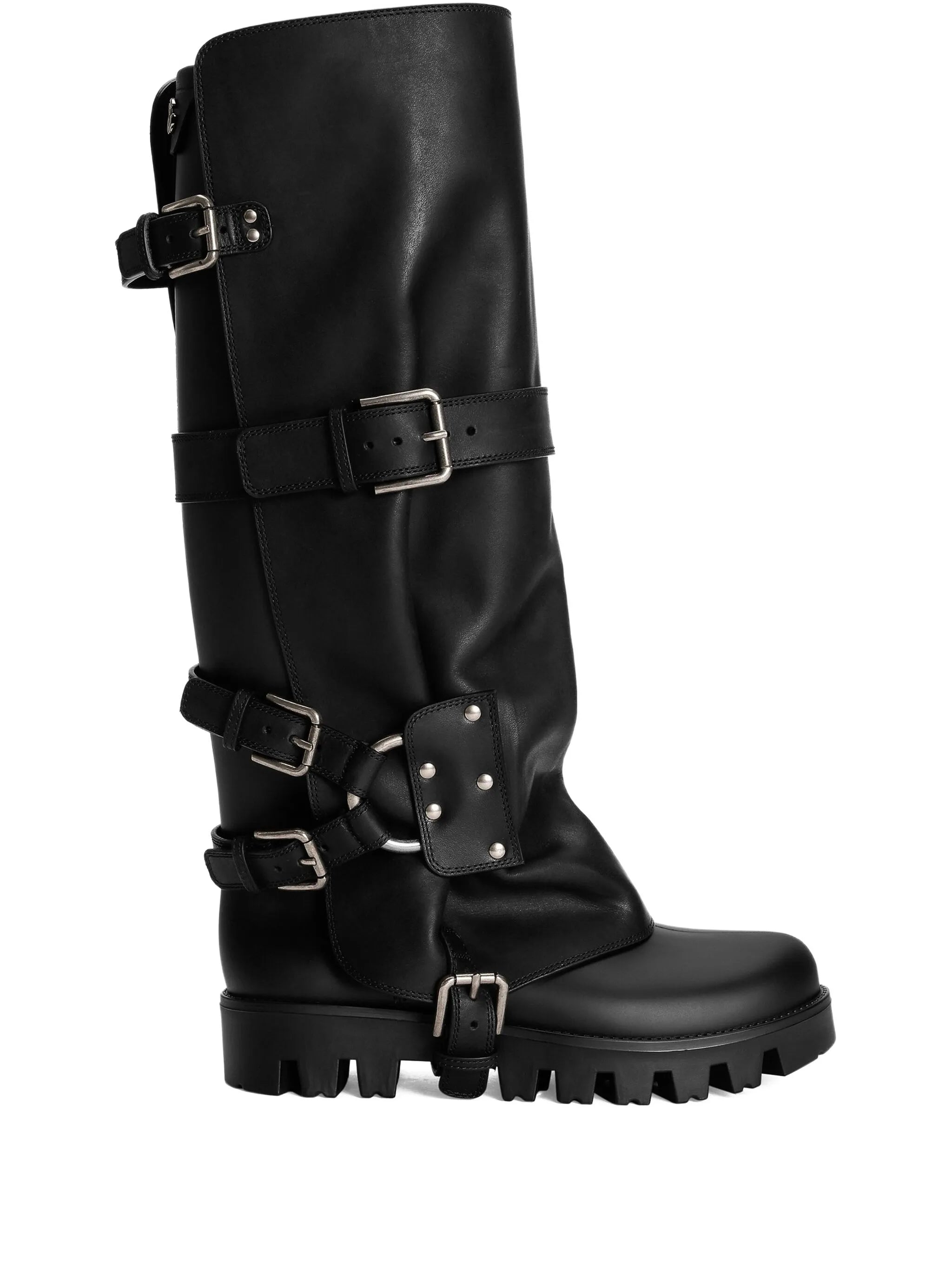 buckle-strap biker boots
