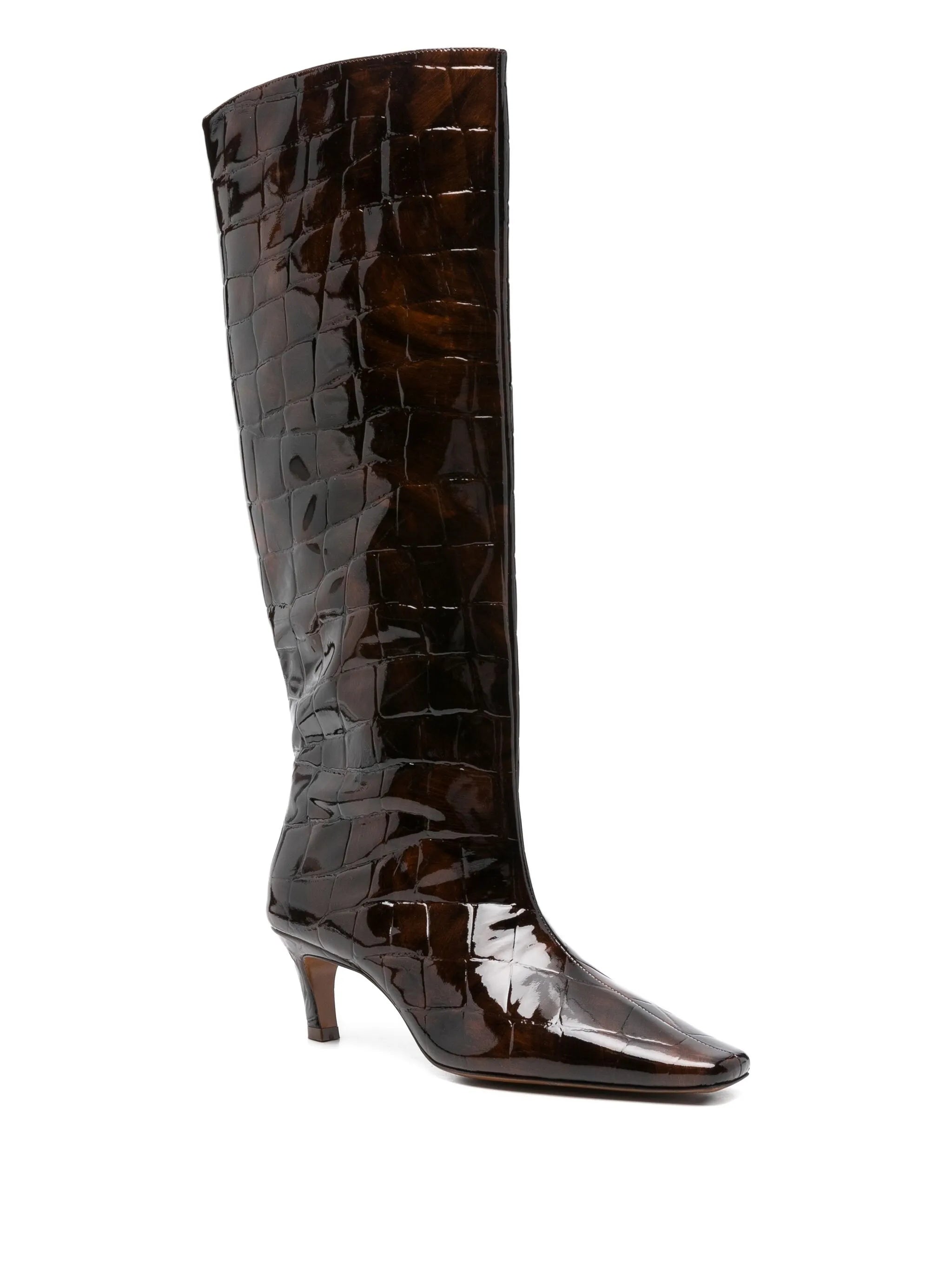 55mm Taliah crocodile-effect knee-high boots