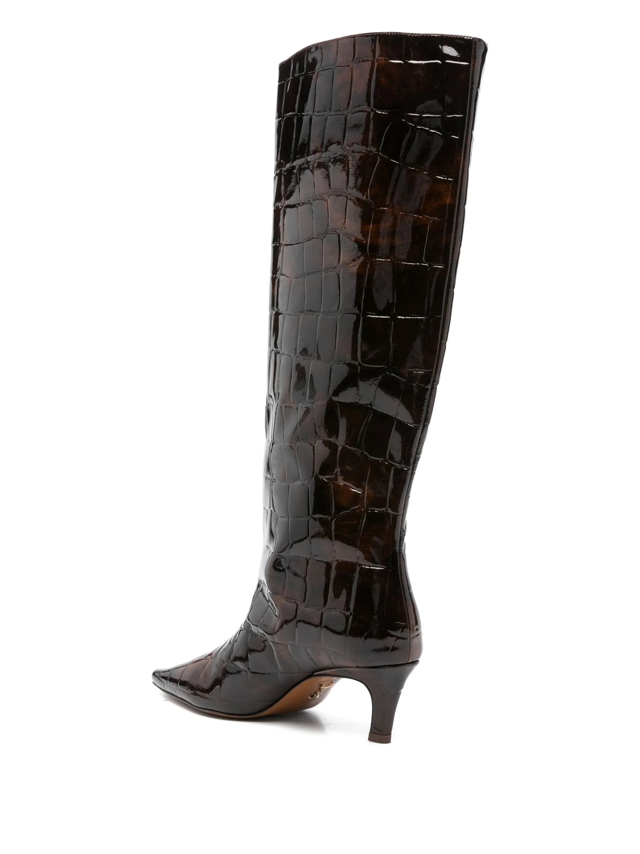 55mm Taliah crocodile-effect knee-high boots