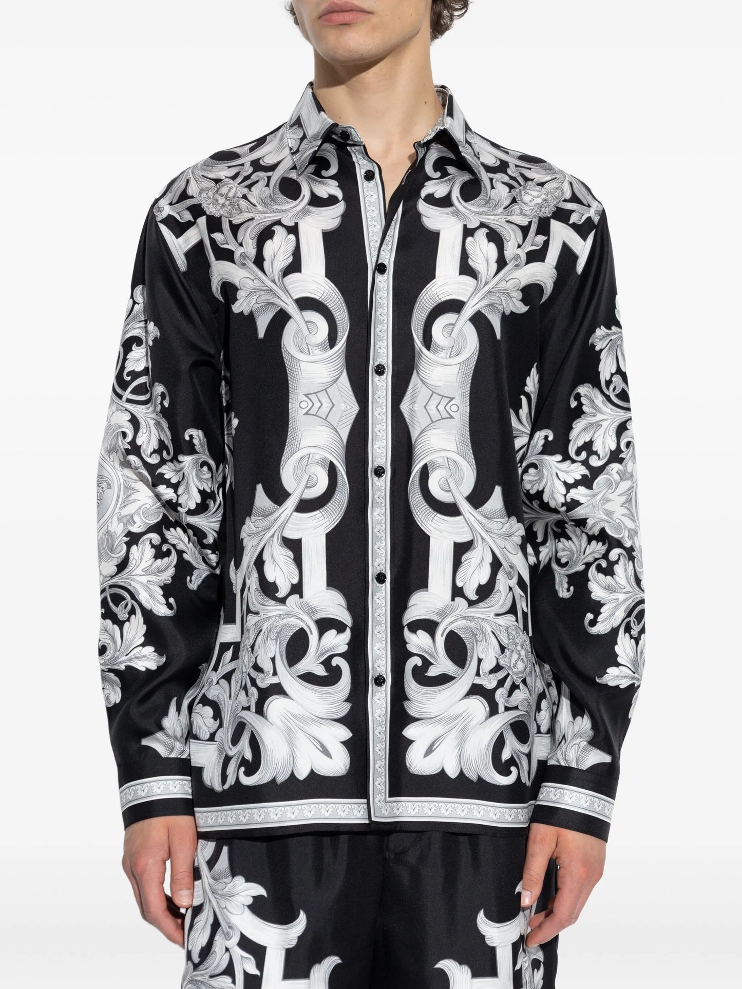 Barocco-print silk shirt