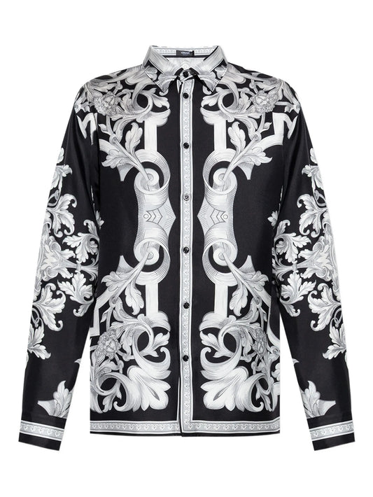 Barocco-print silk shirt
