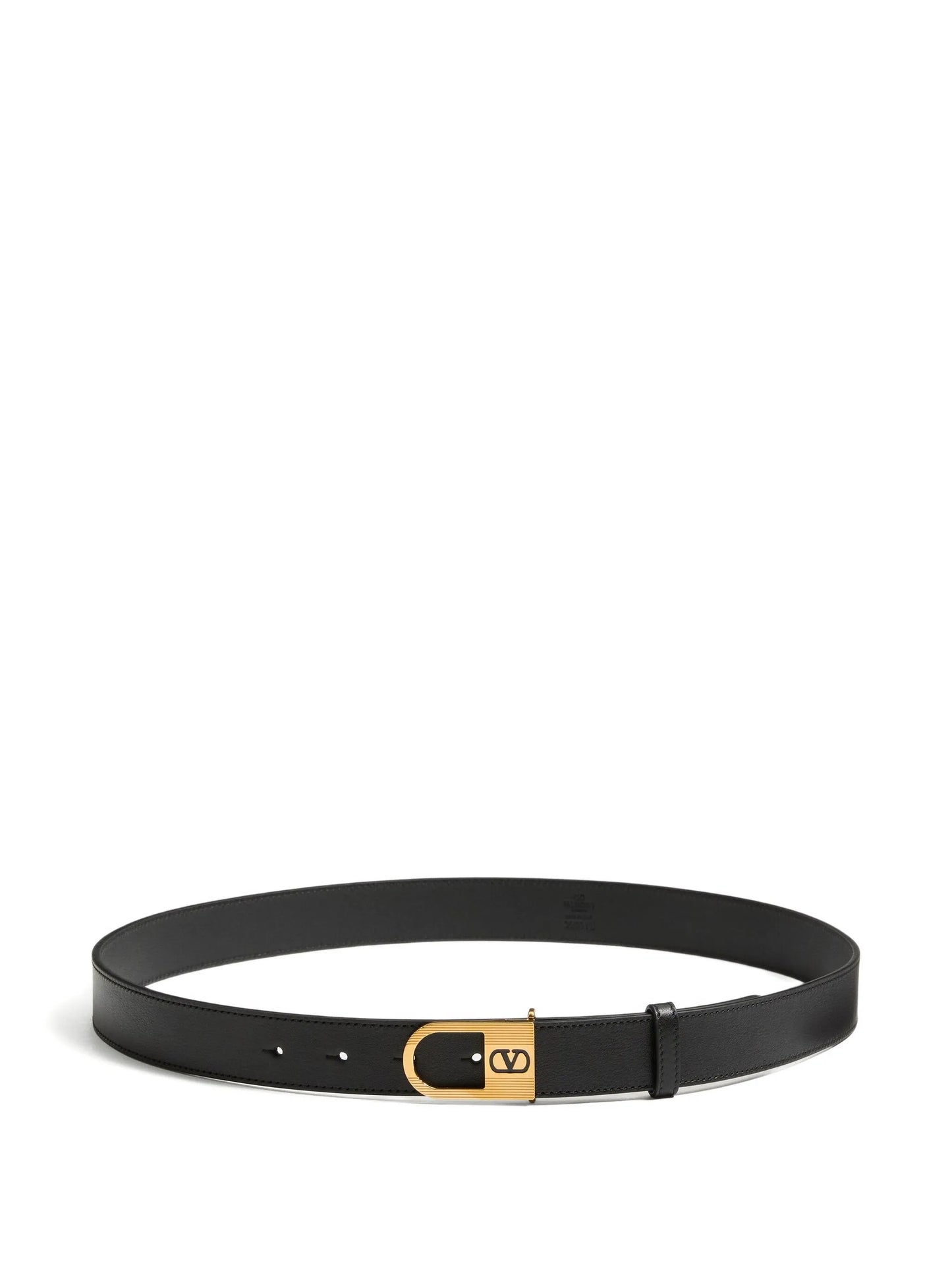 V-logo calfskin leather signature belt