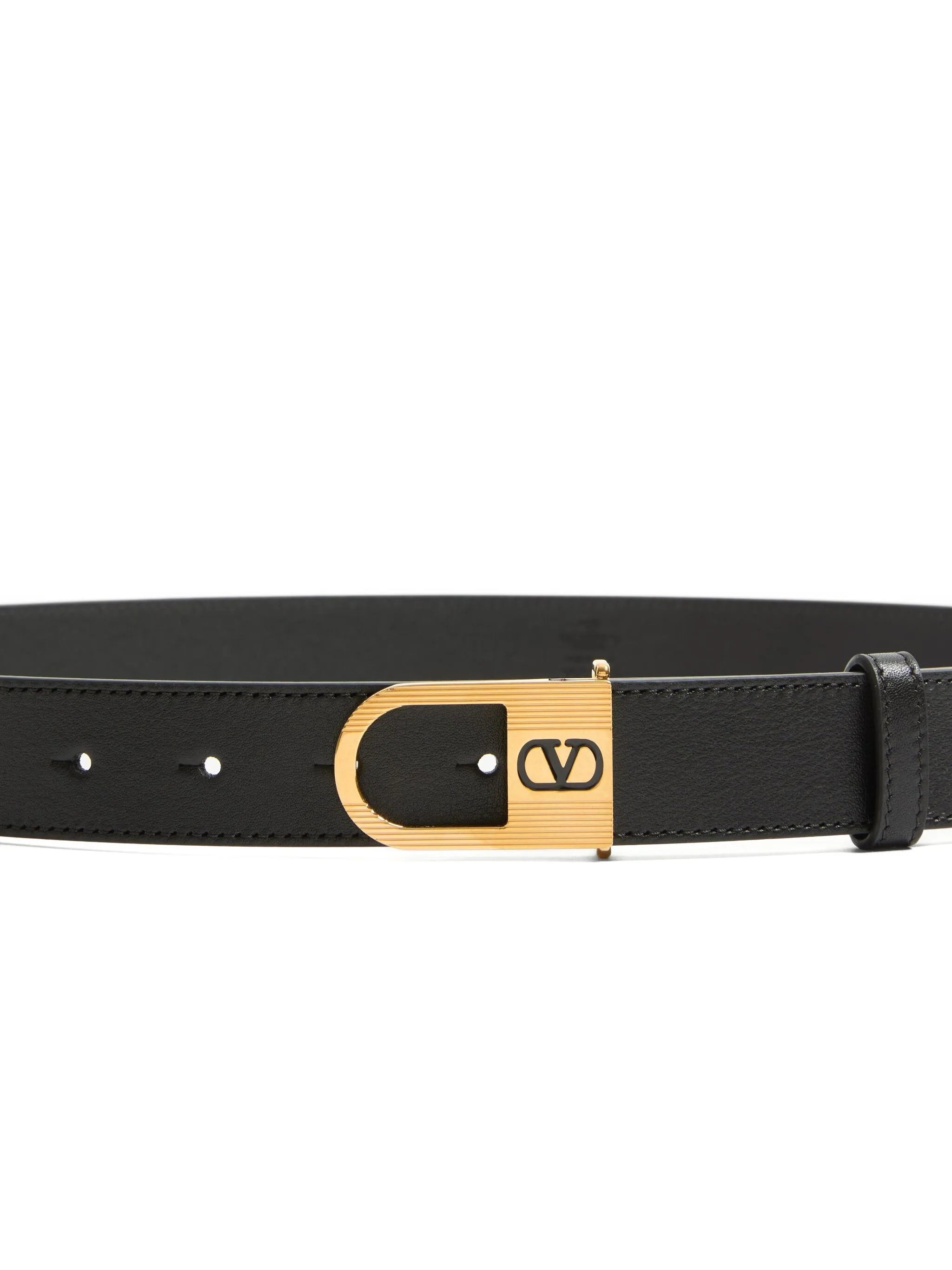 V-logo calfskin belt