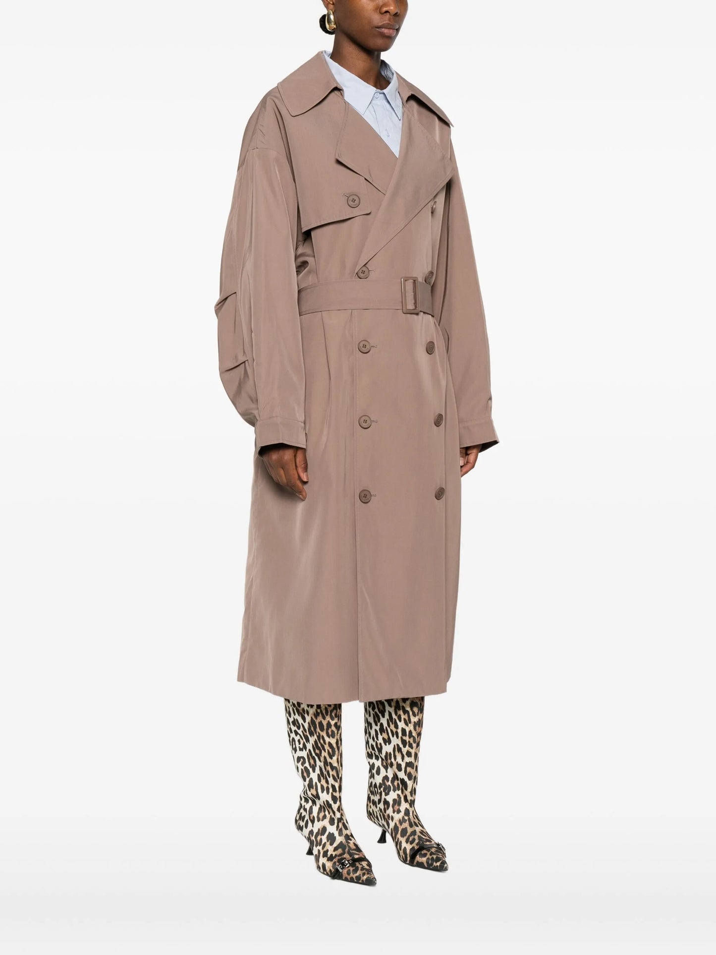 double-breasted belted trench coat