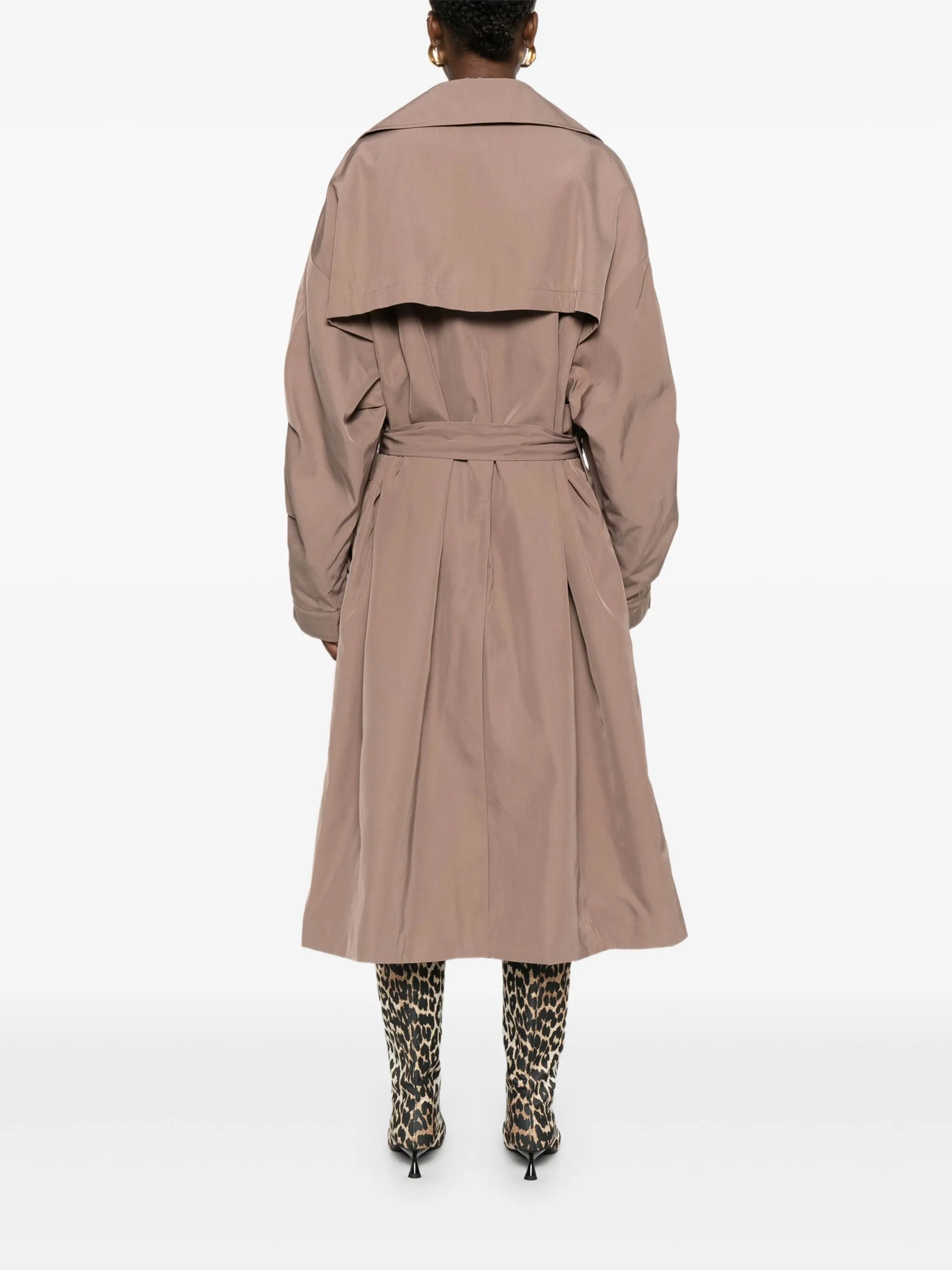 double-breasted belted trench coat