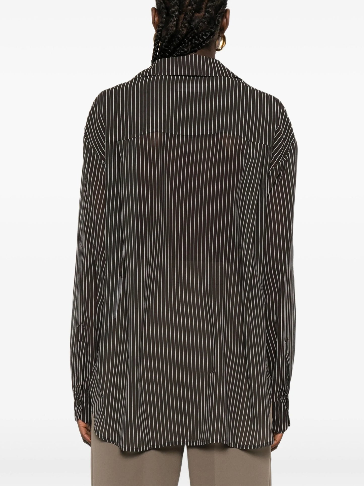 striped button-fastening shirt