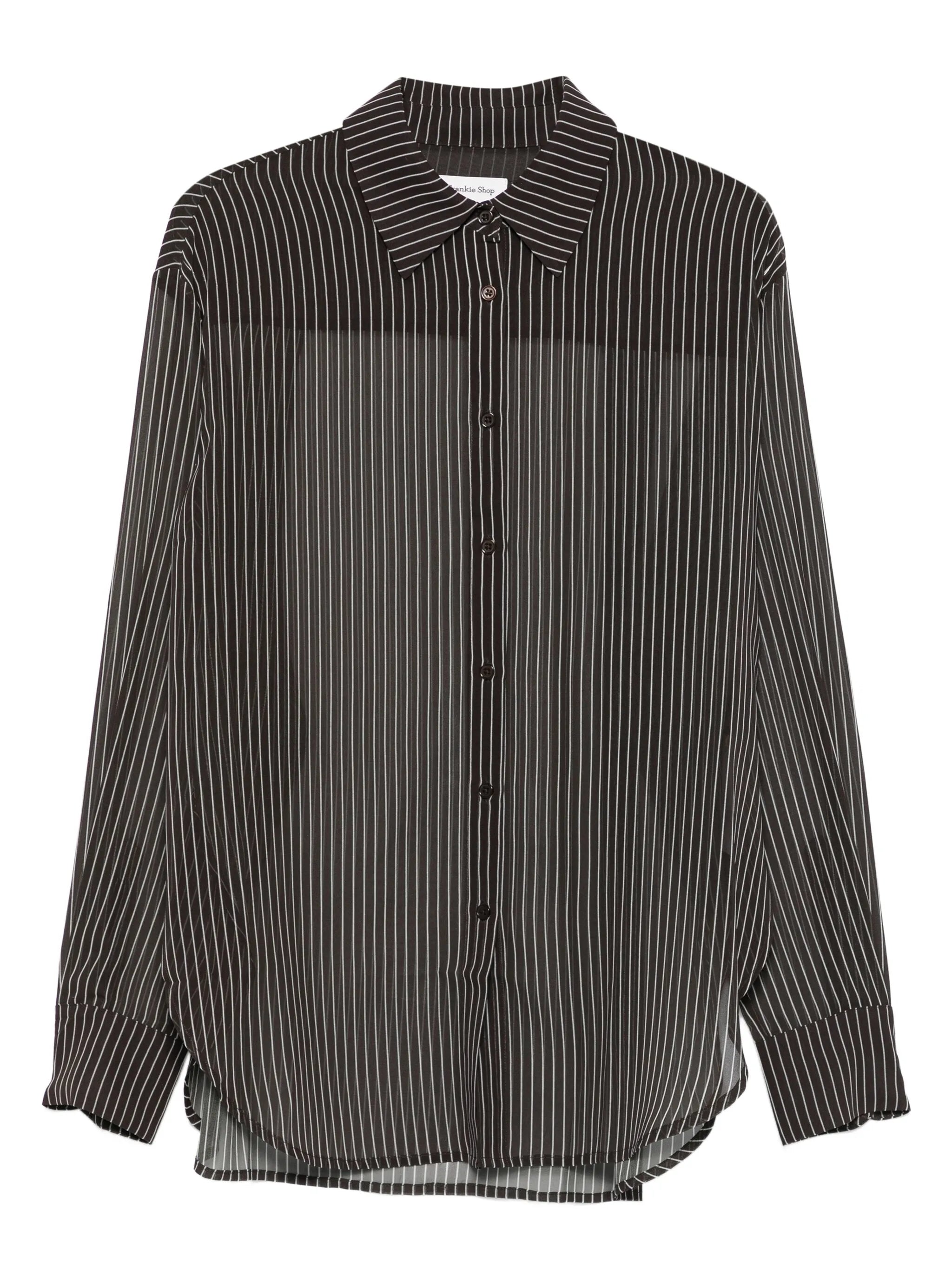 striped button-fastening shirt