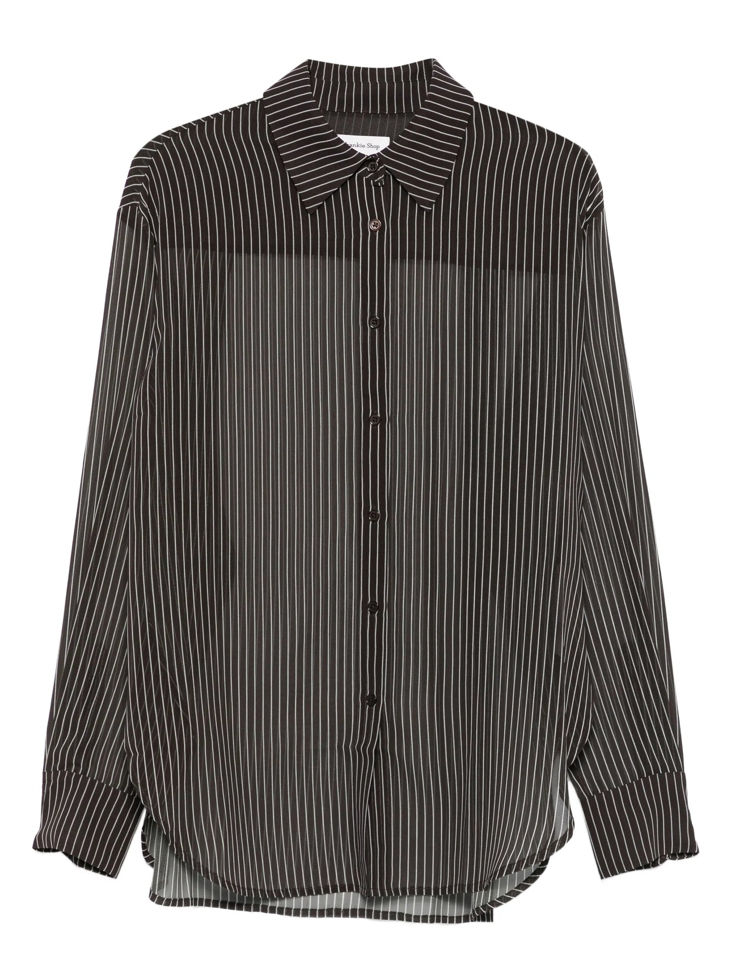 striped button-fastening shirt