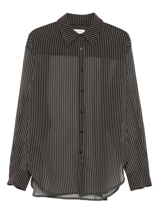 striped button-fastening shirt