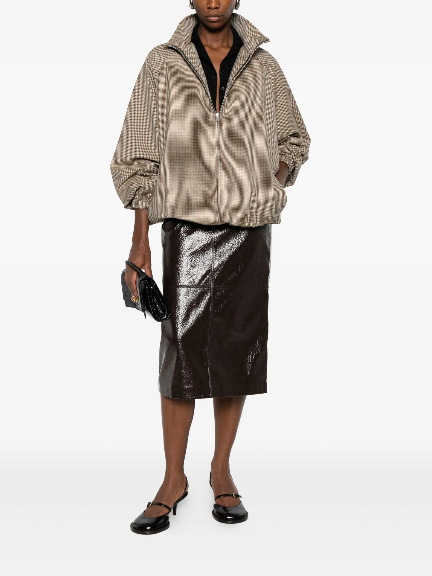 Taney crackled midi skirt