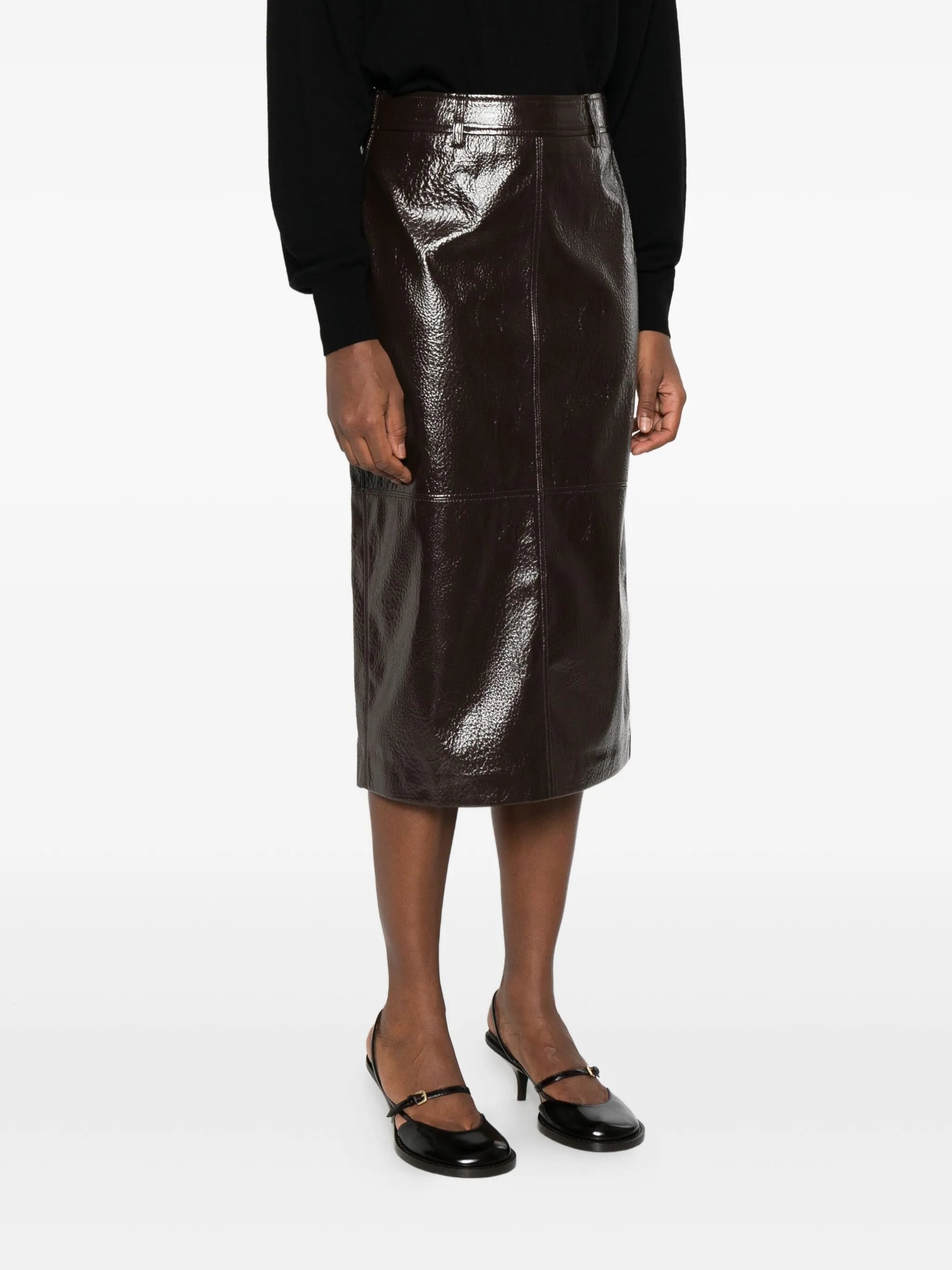 Taney crackled midi skirt