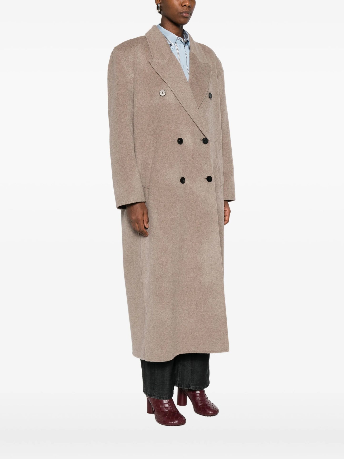 wool blend double-breasted coat