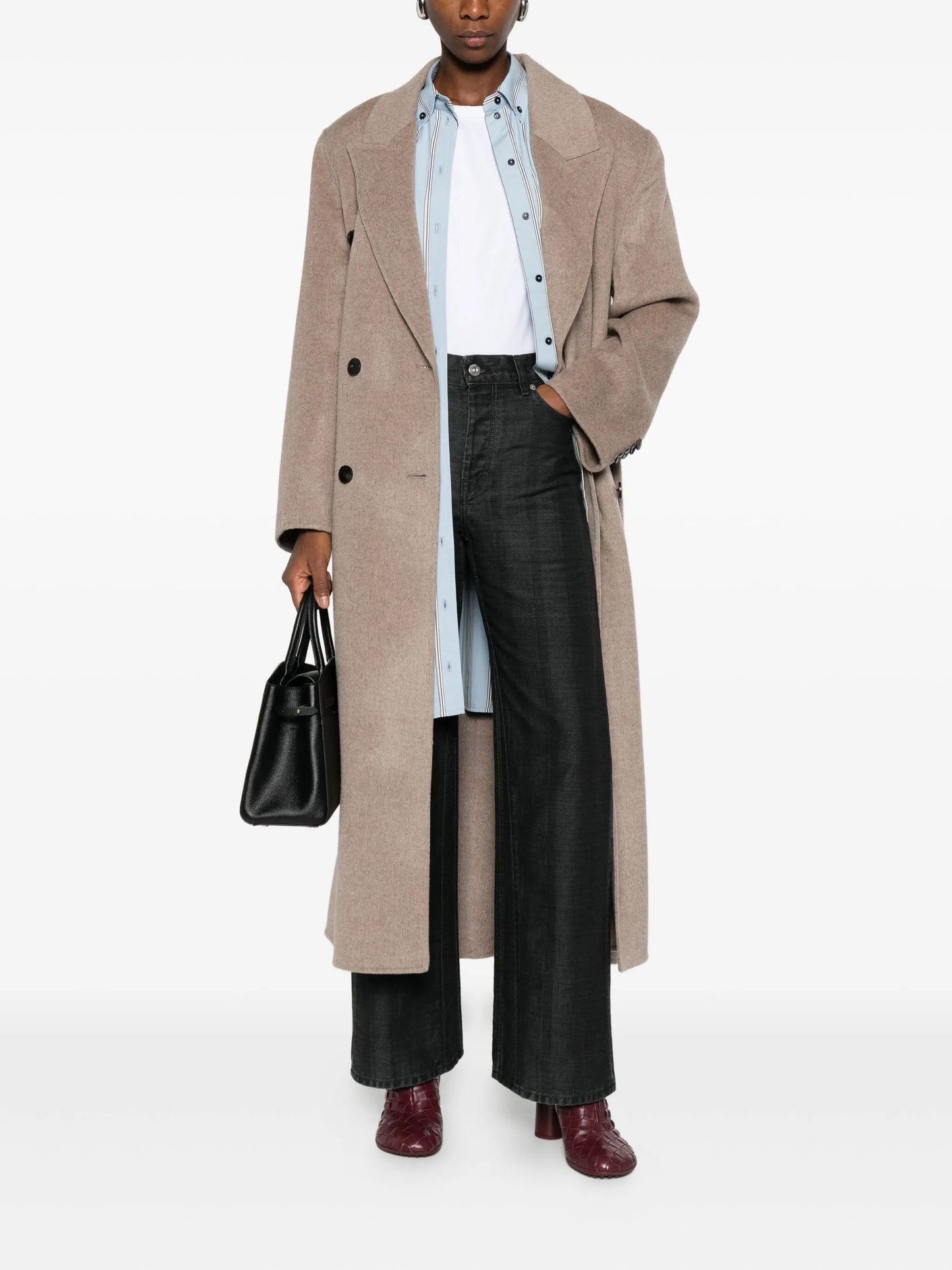 wool blend double-breasted coat