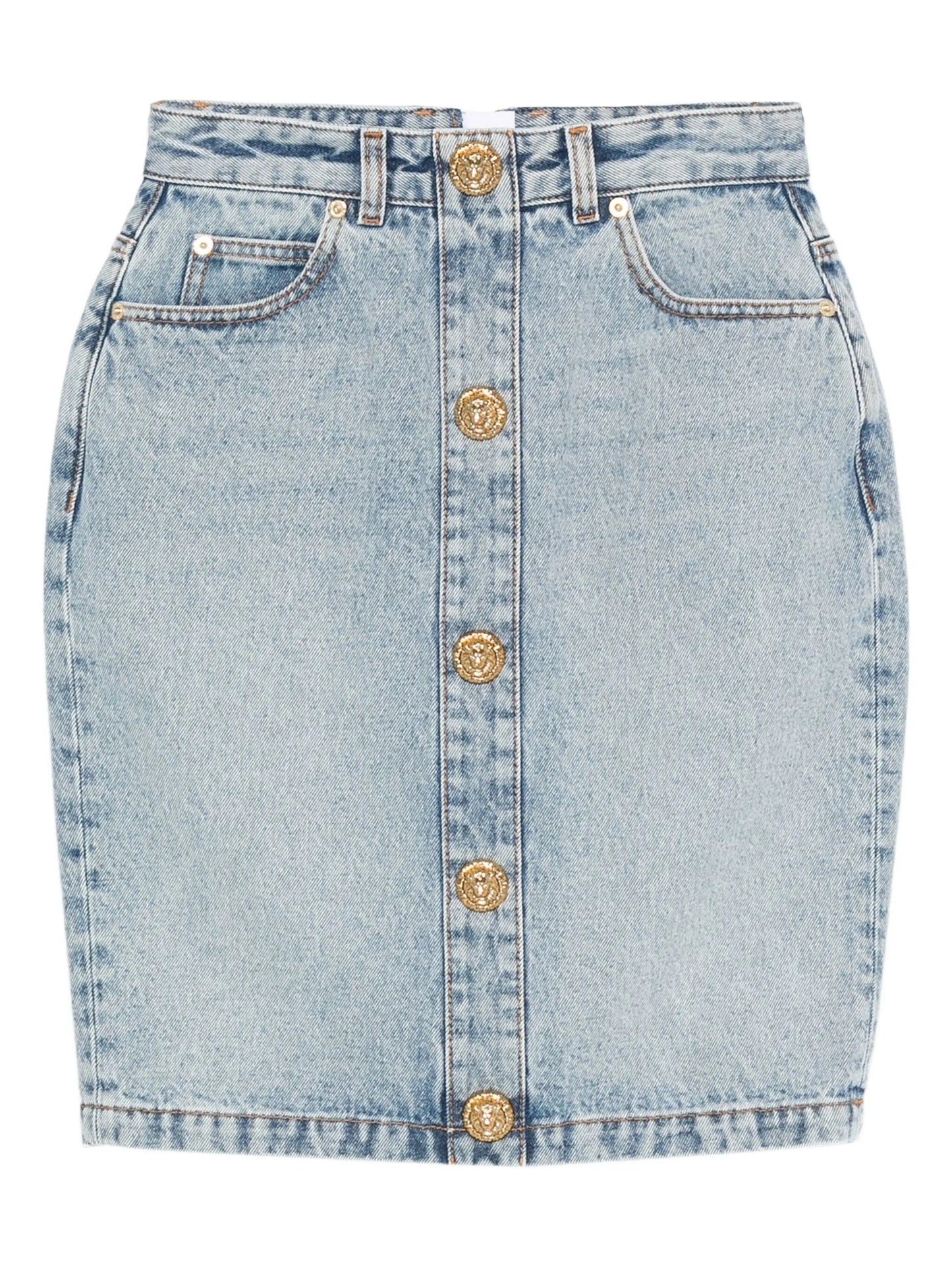 button-detail denim skirt