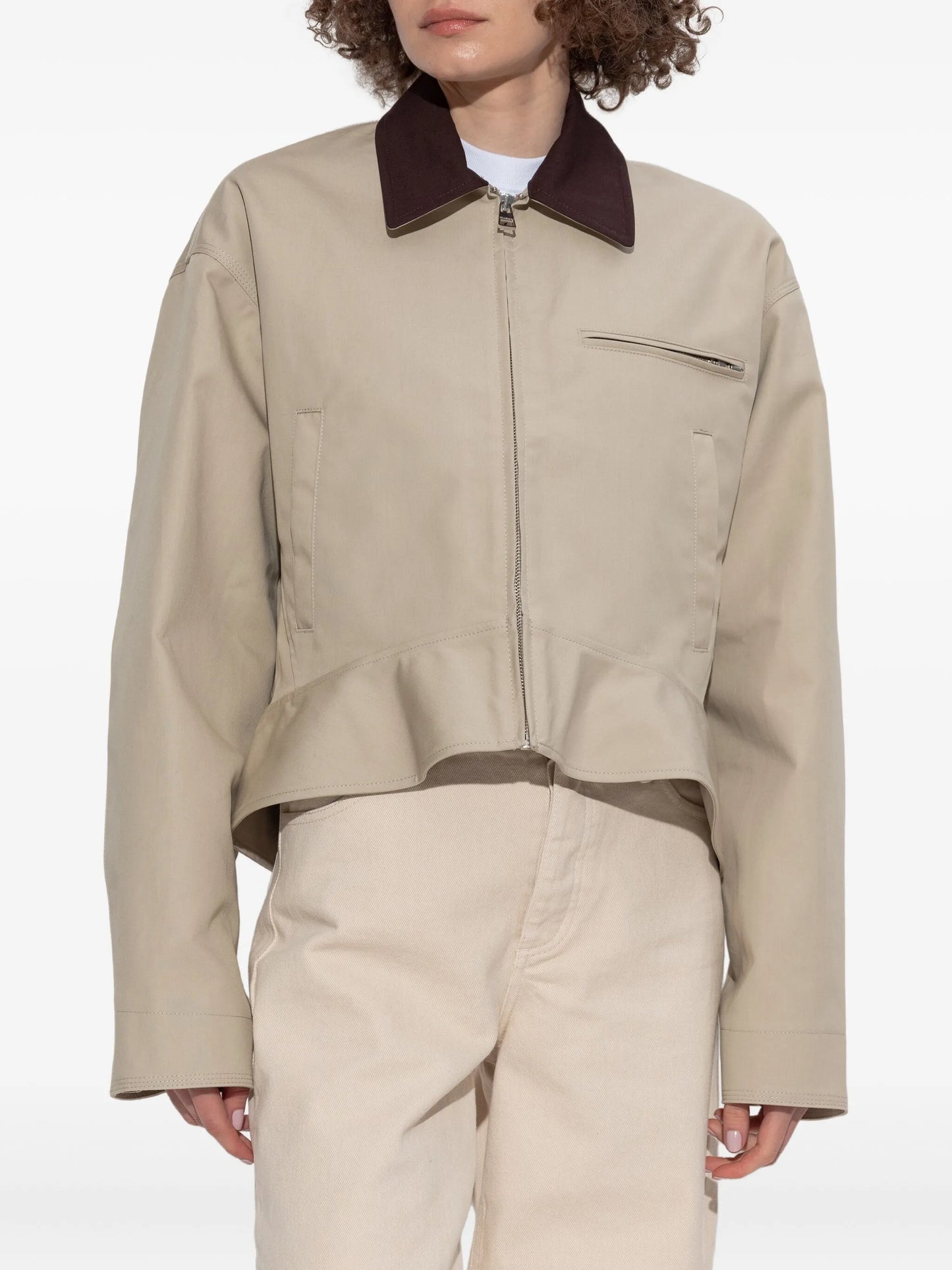cropped zip-front jacket