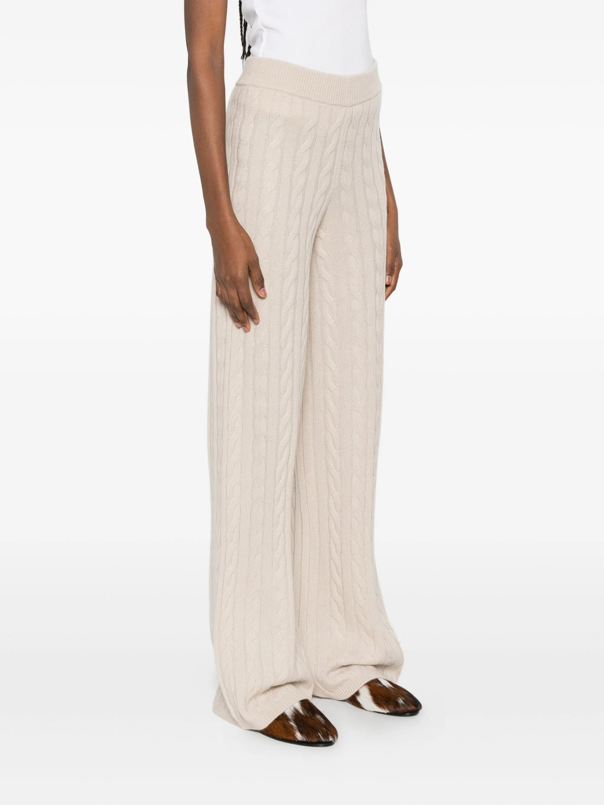 Cable knit pant wide leg