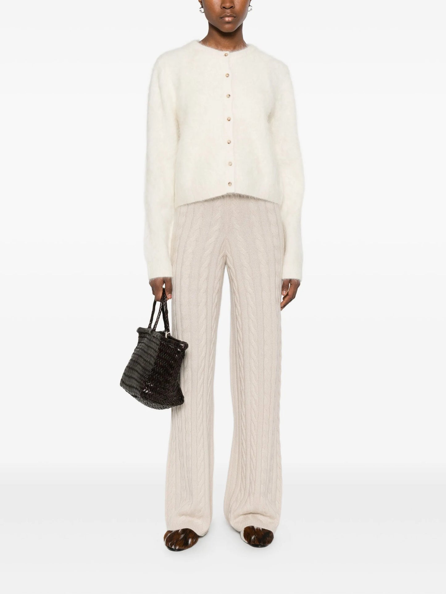 Cable knit pant wide leg