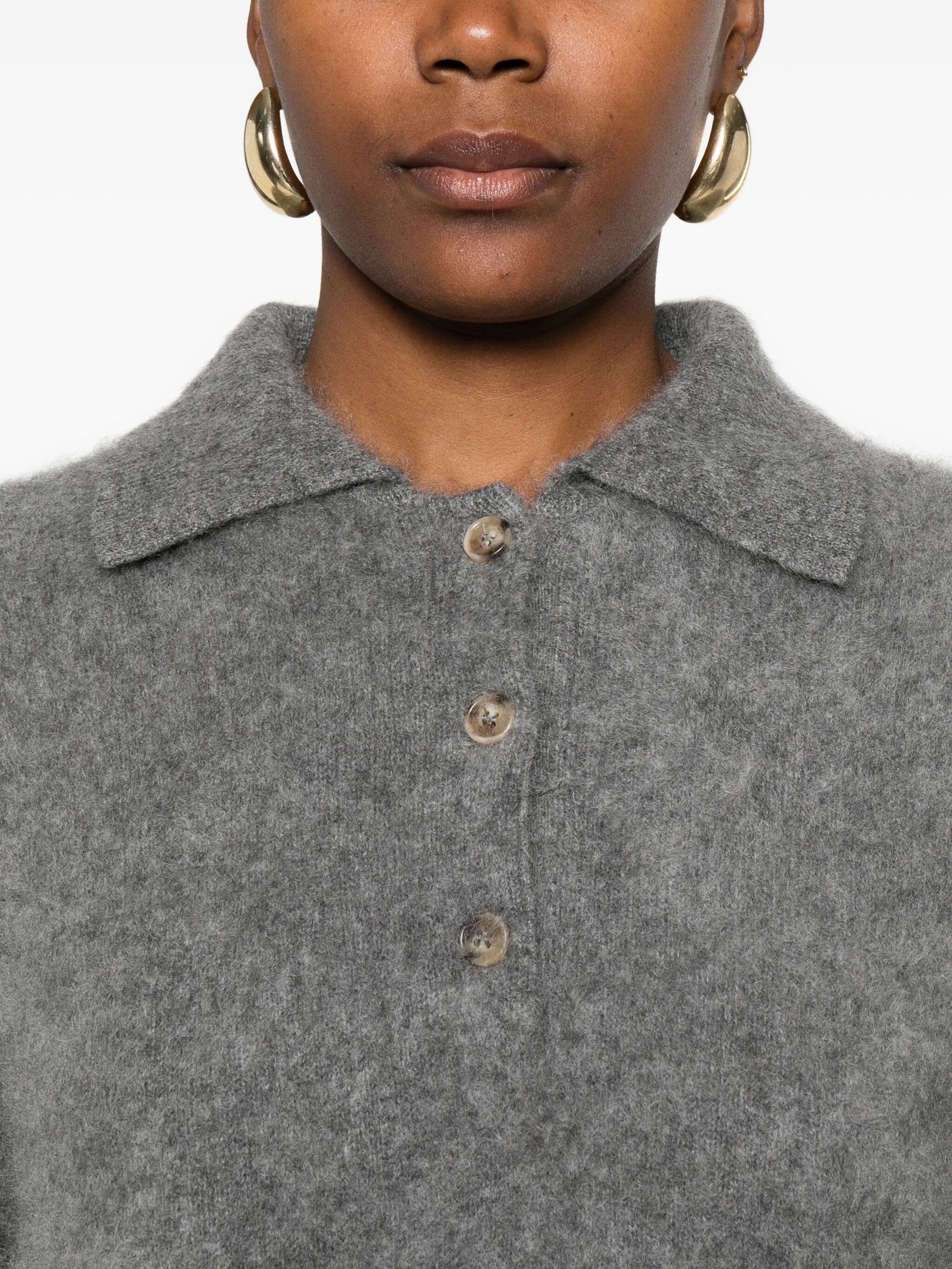 Brushed knit polo shirt