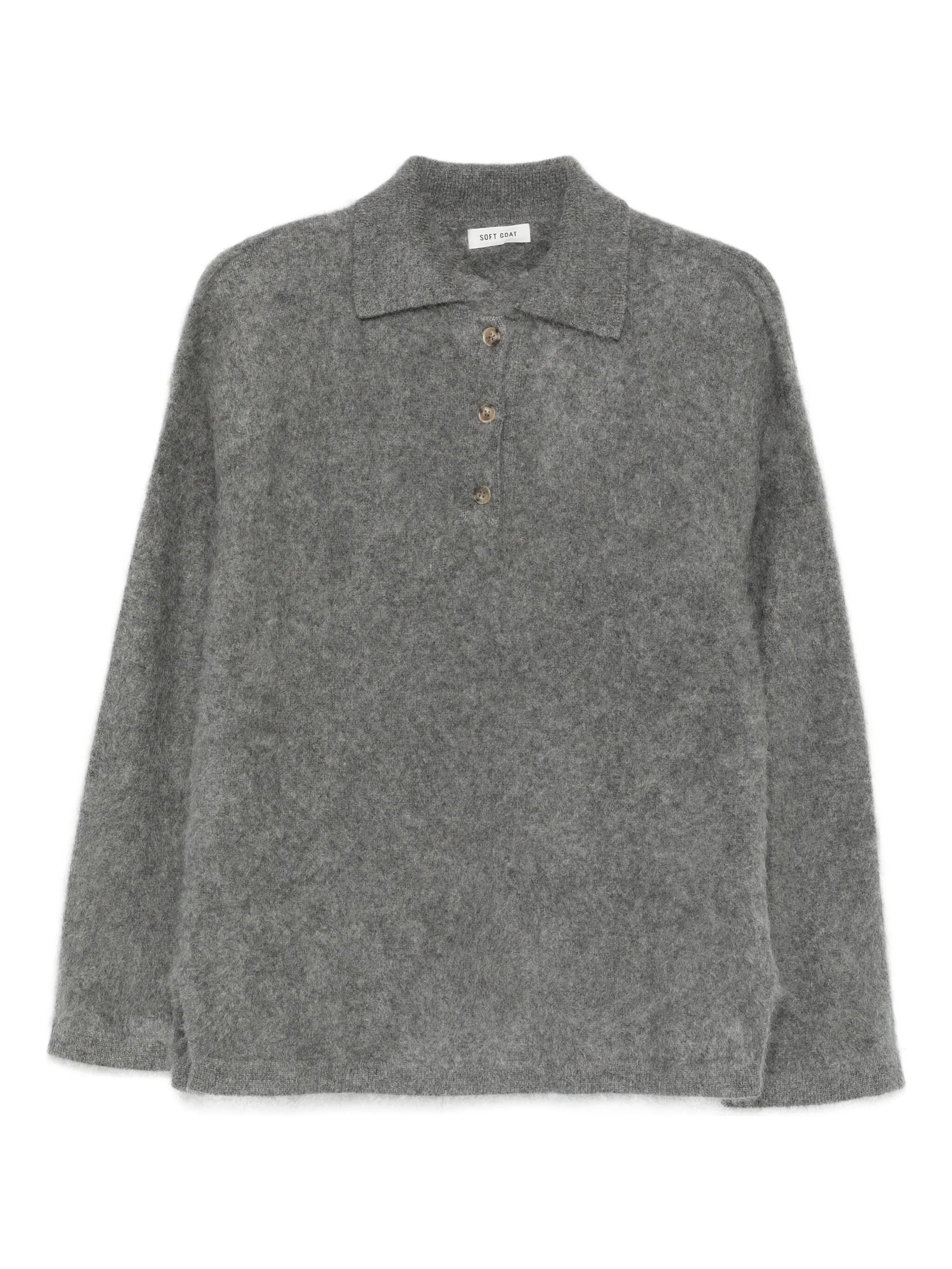 Brushed knit polo shirt