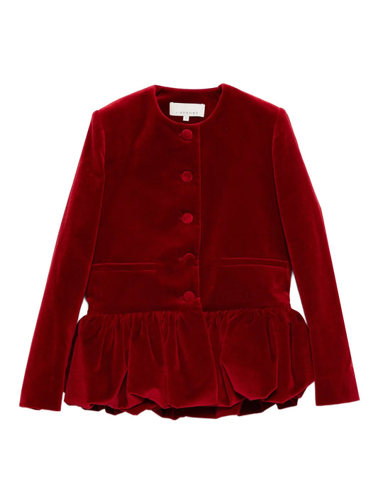 peplum-hem velvet jacket