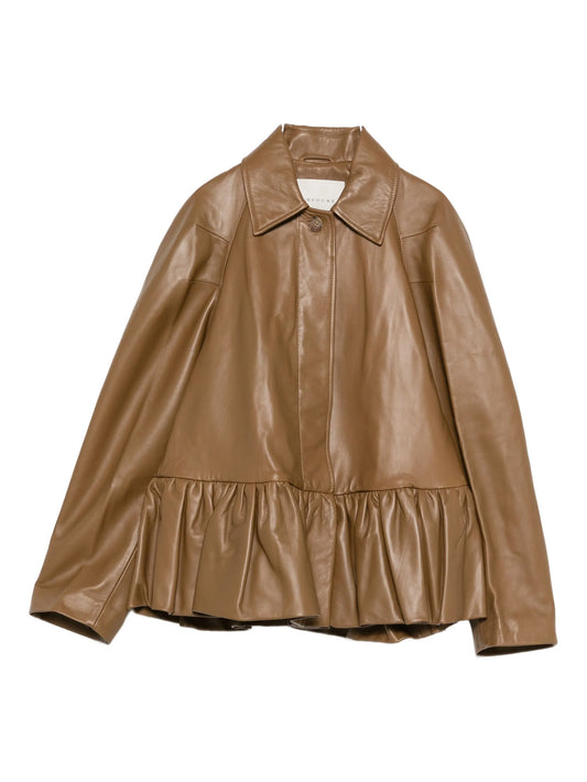 ruffled leather jacket
