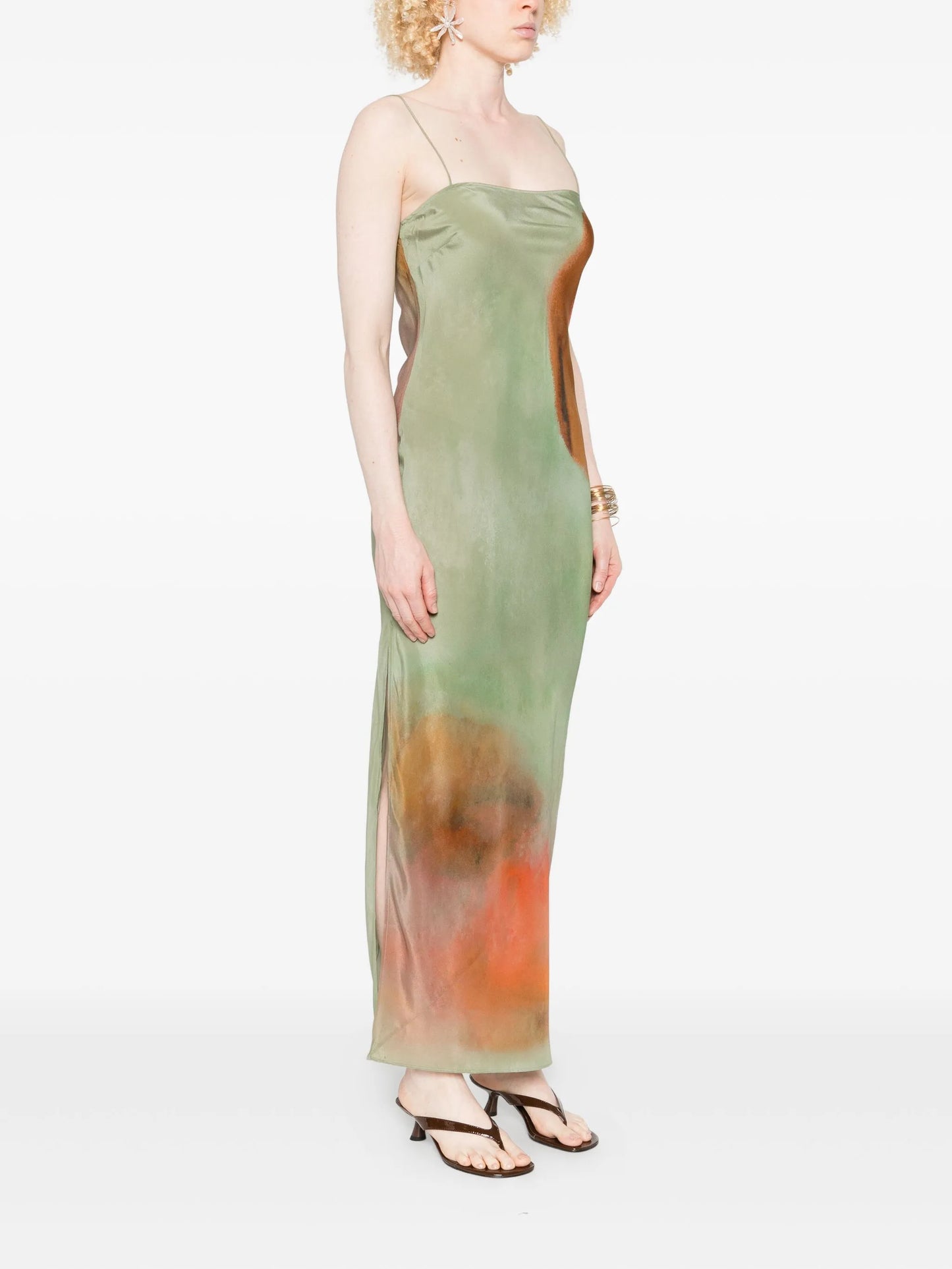 Calle square-neck print maxi dress