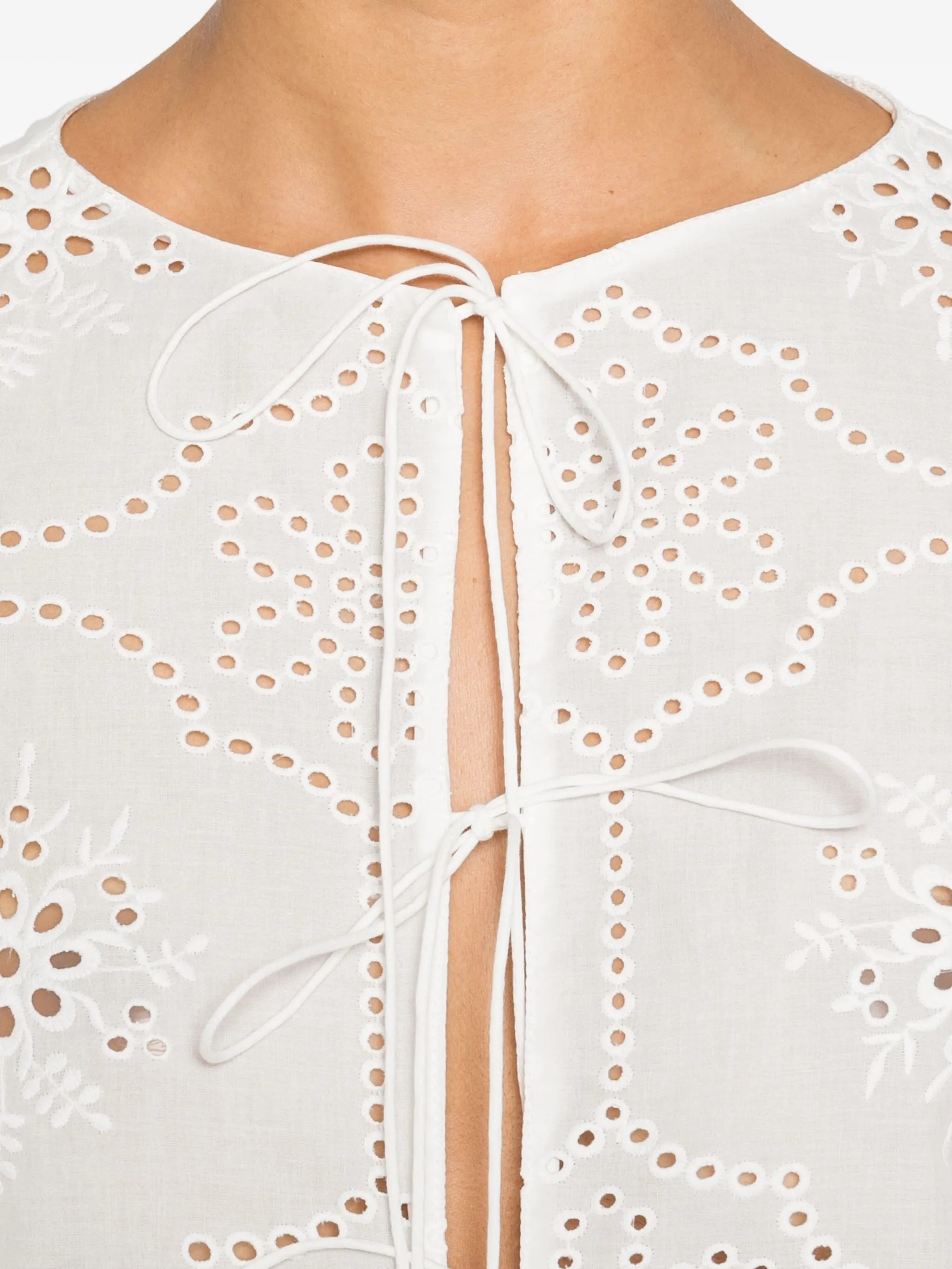 Scalloped broderie tie top