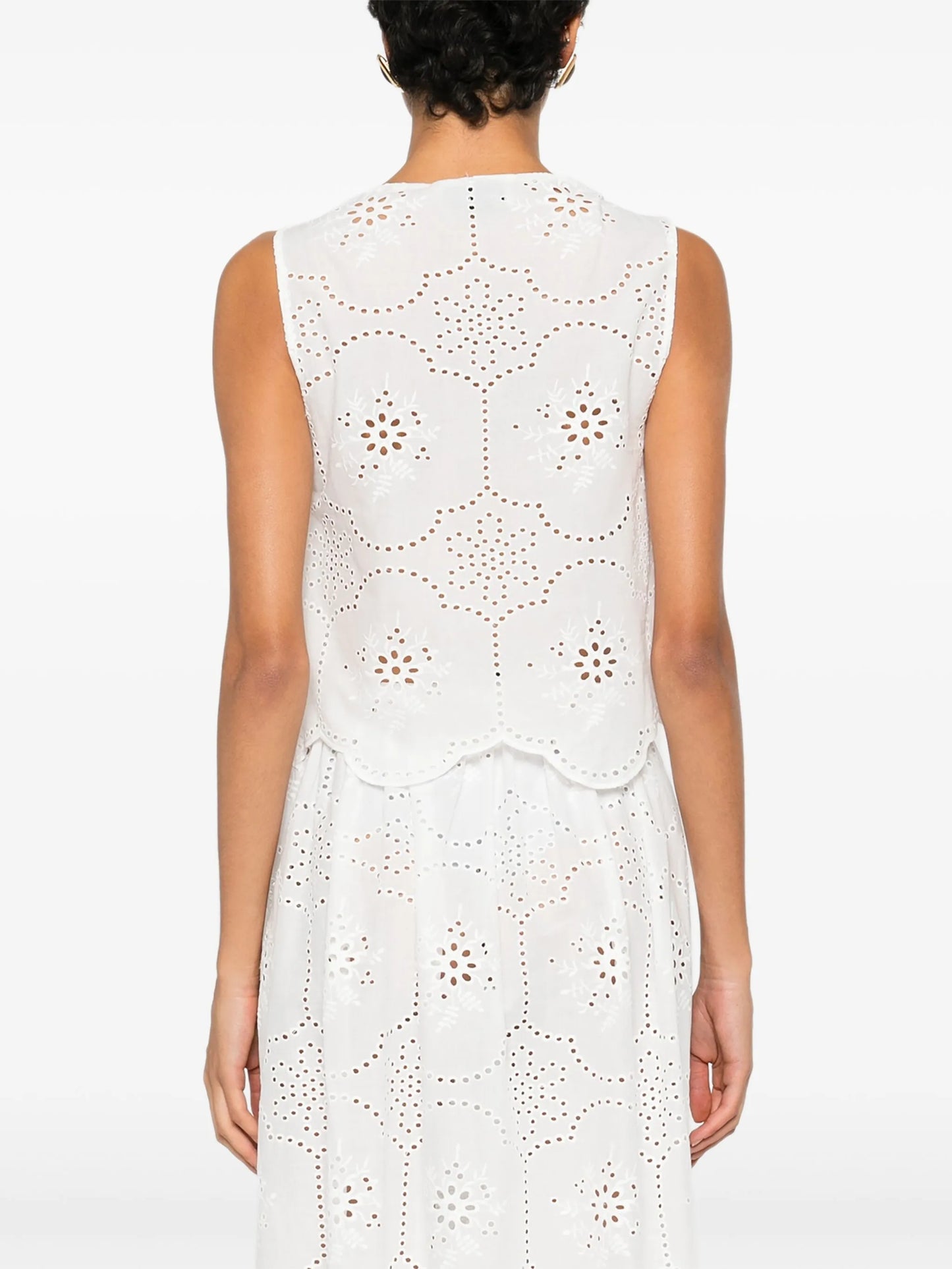 Scalloped broderie tie top