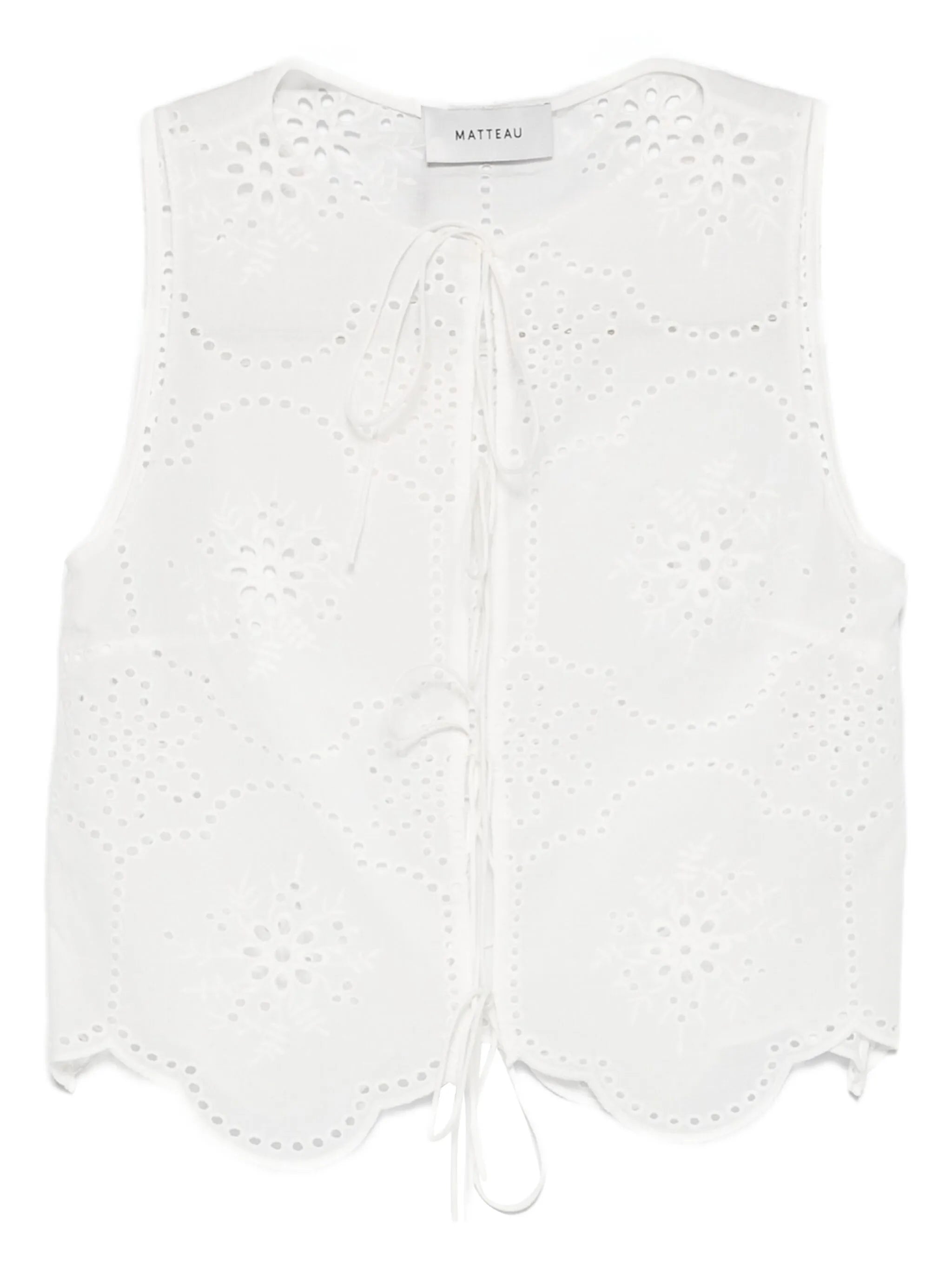 Scalloped broderie tie top
