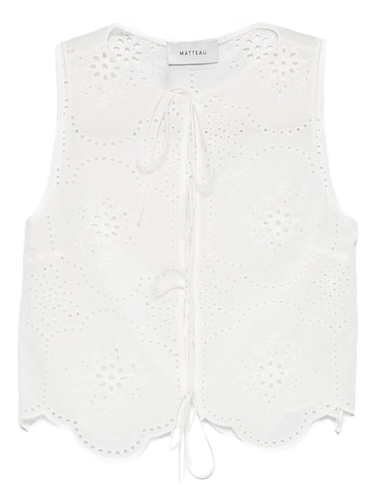 Scalloped broderie tie top