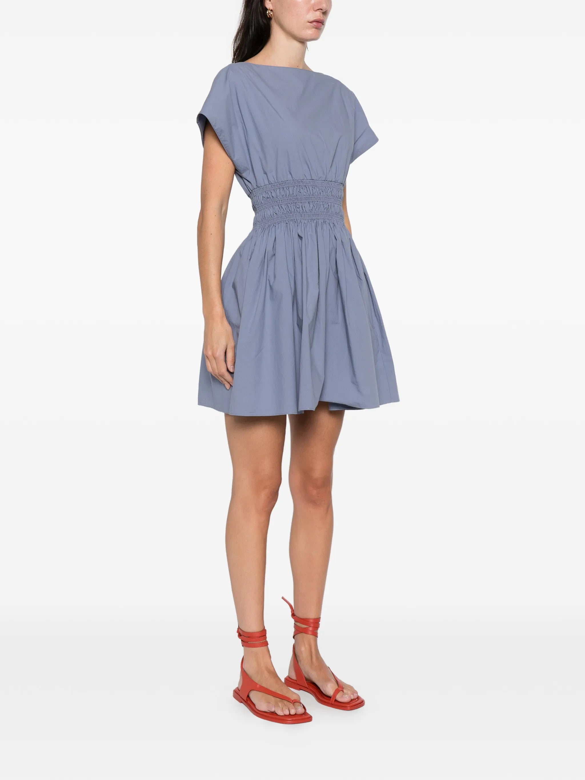 shirred waist mini dress