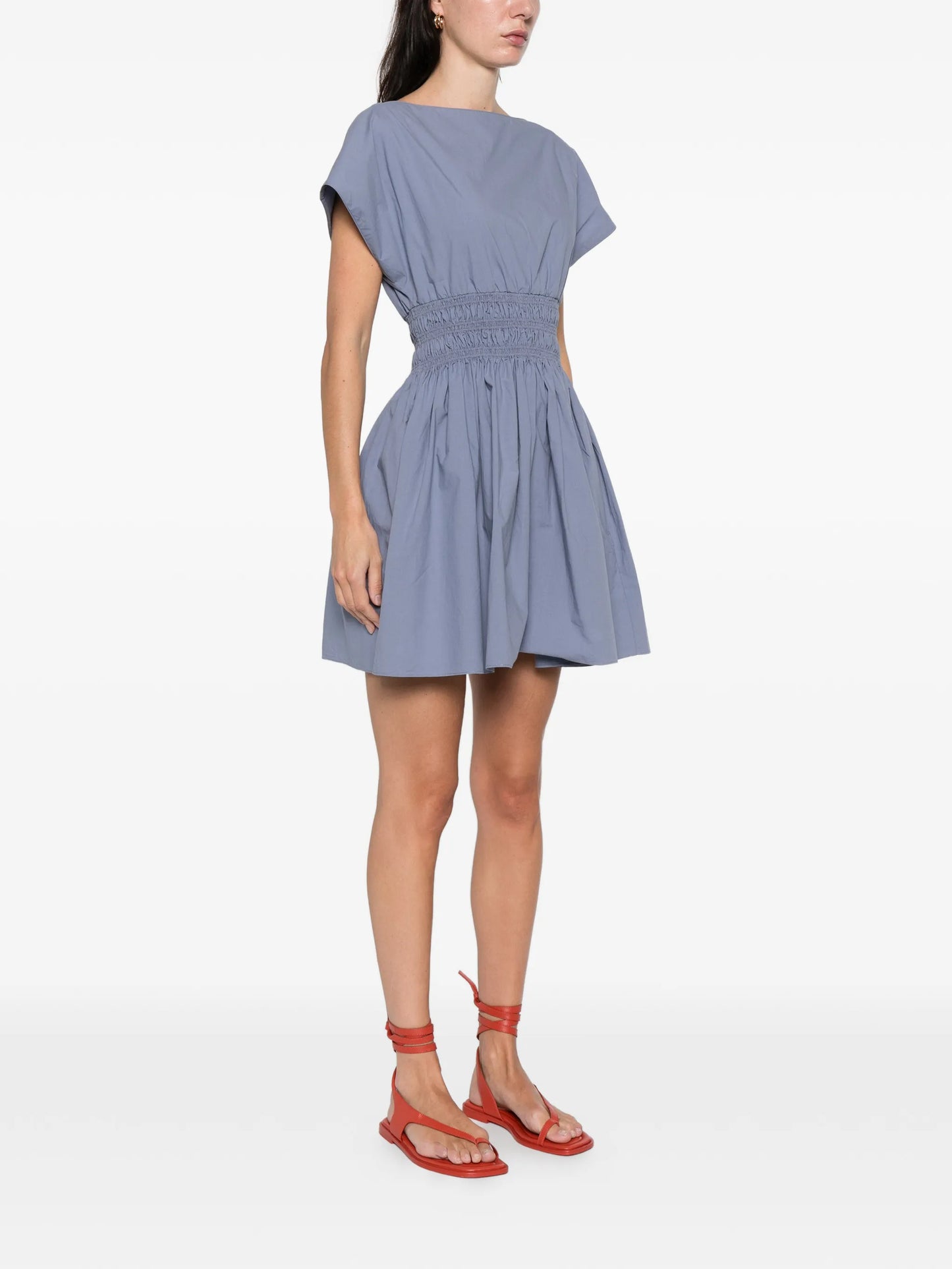 shirred waist mini dress