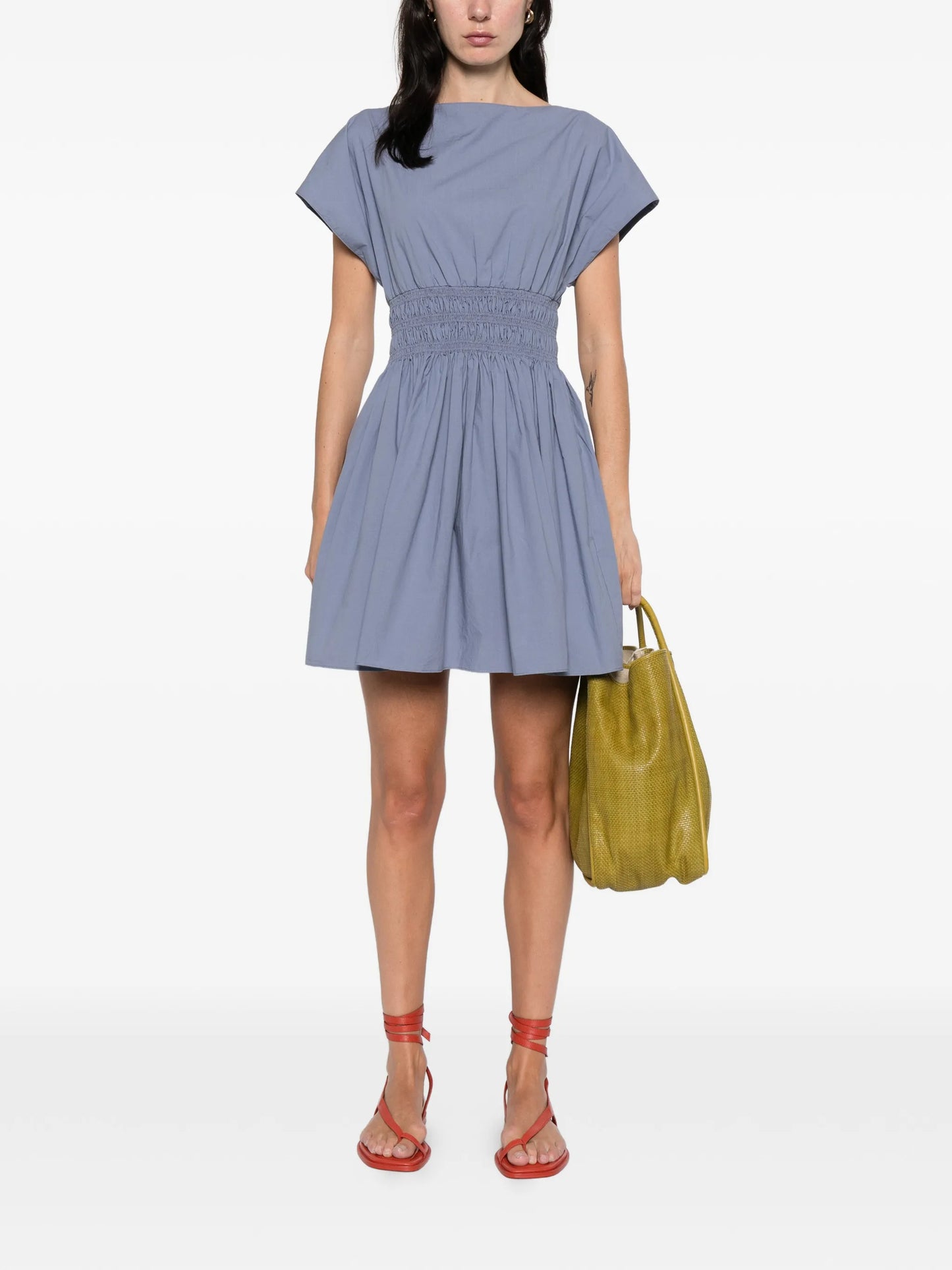 shirred waist mini dress