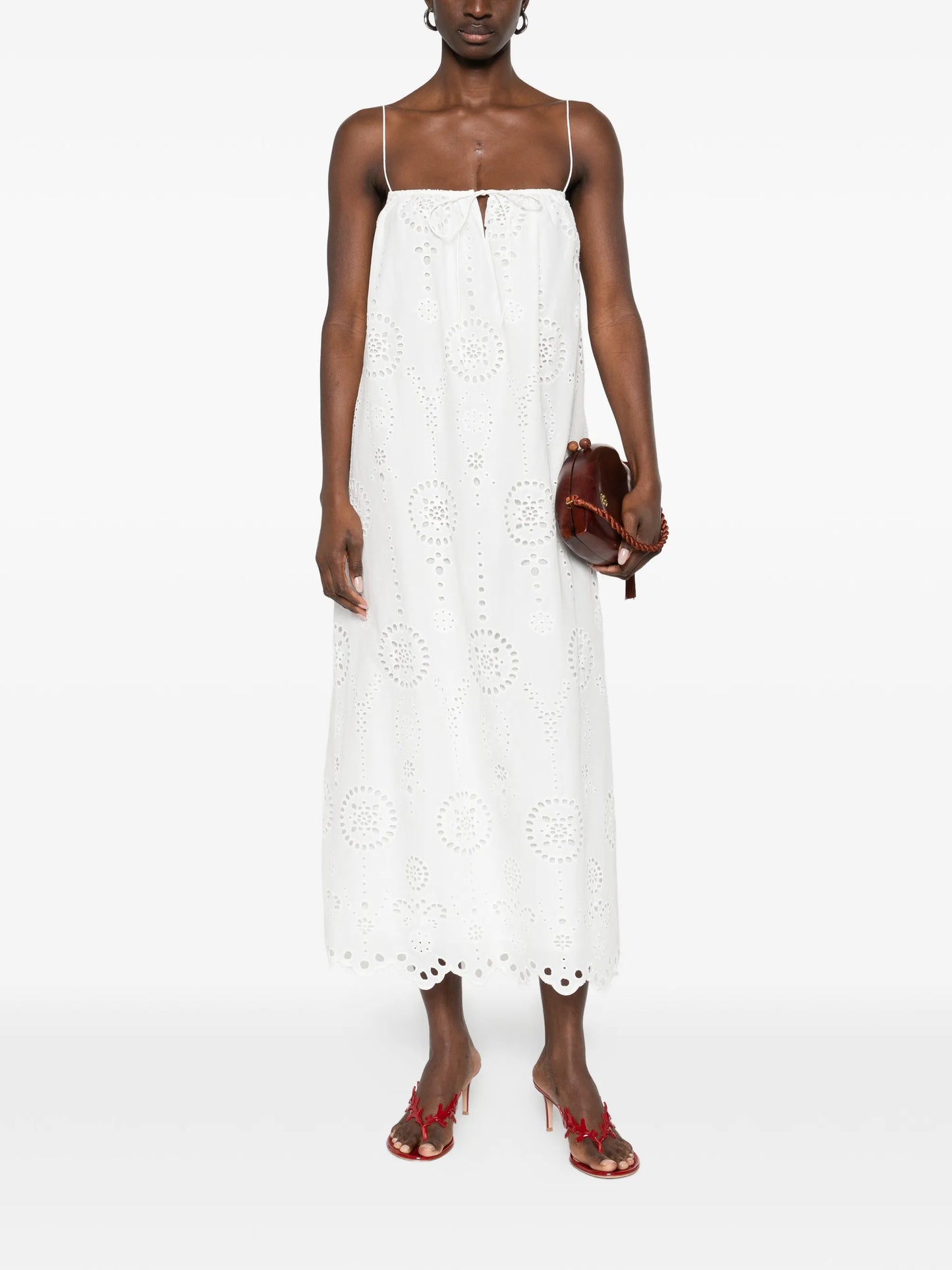 broderie-anglaise midi dress