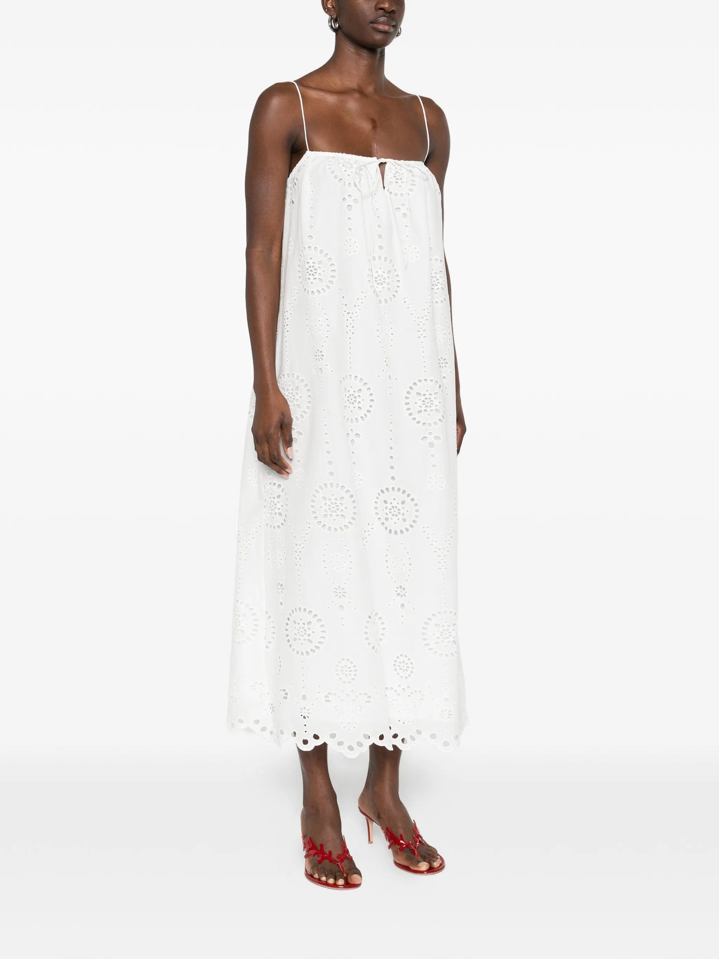 broderie-anglaise midi dress