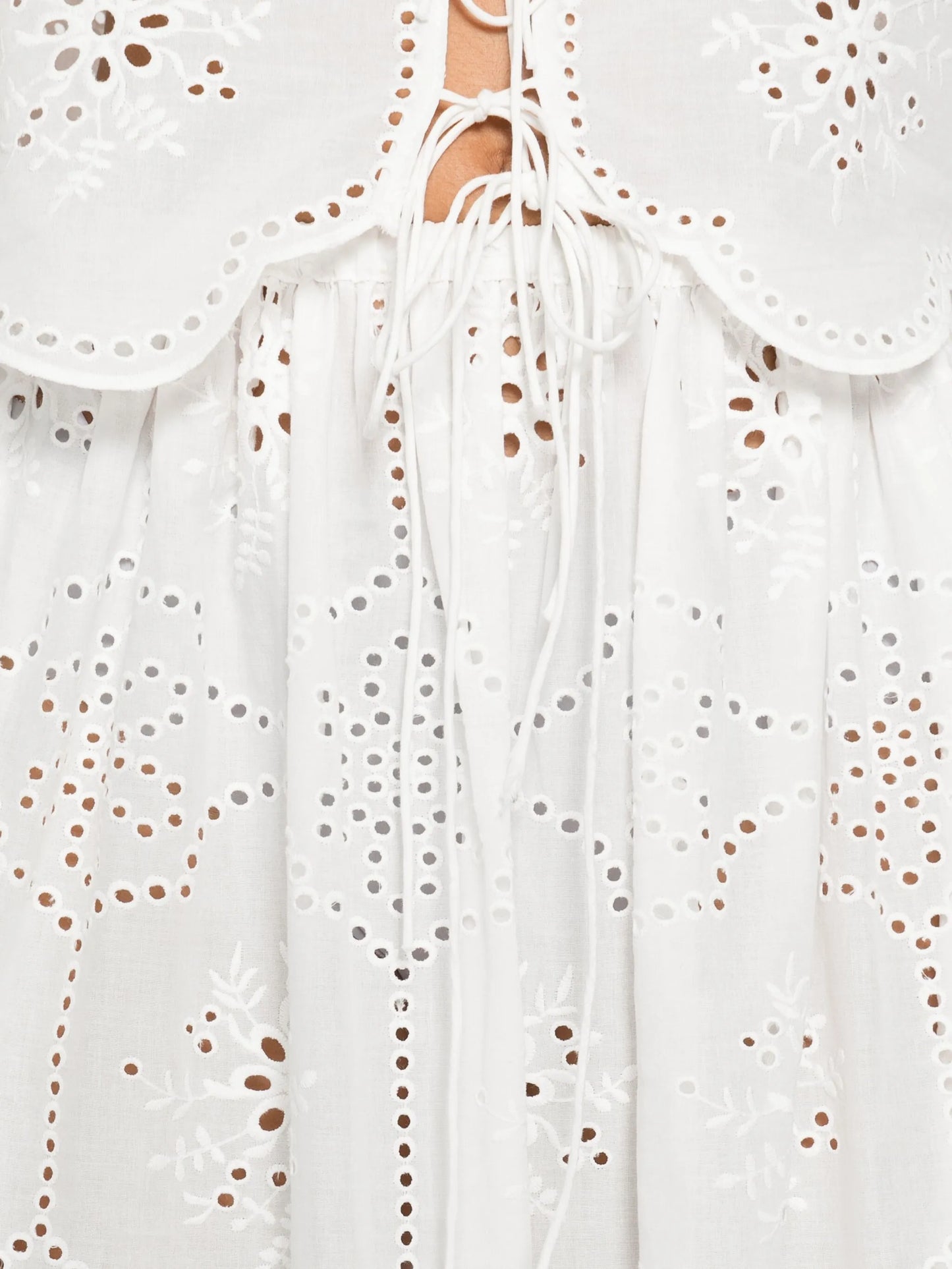 broderie-detail midi skirt