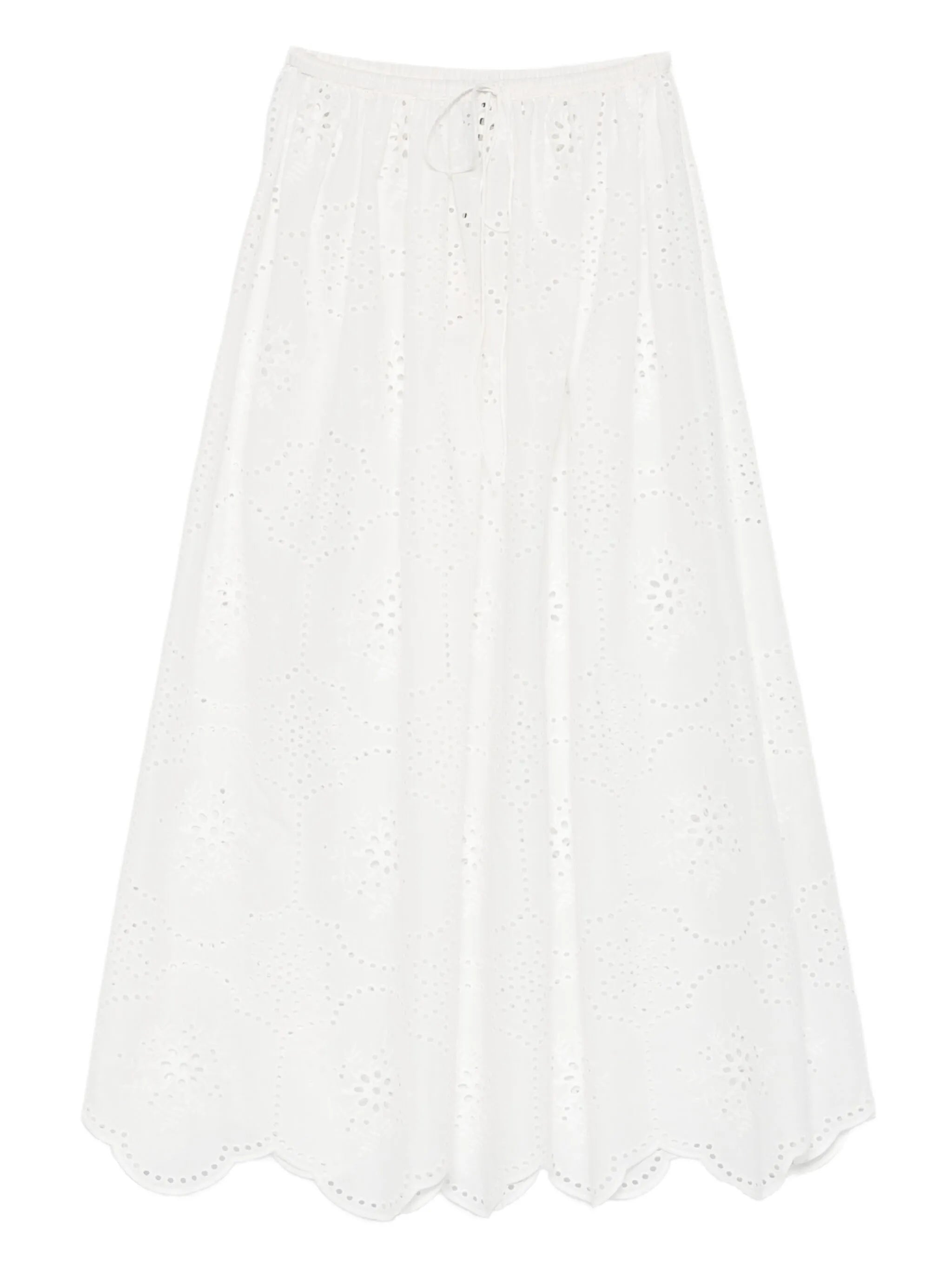 broderie-detail midi skirt
