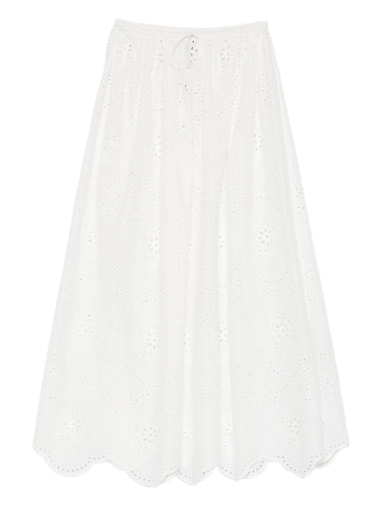 broderie-detail midi skirt