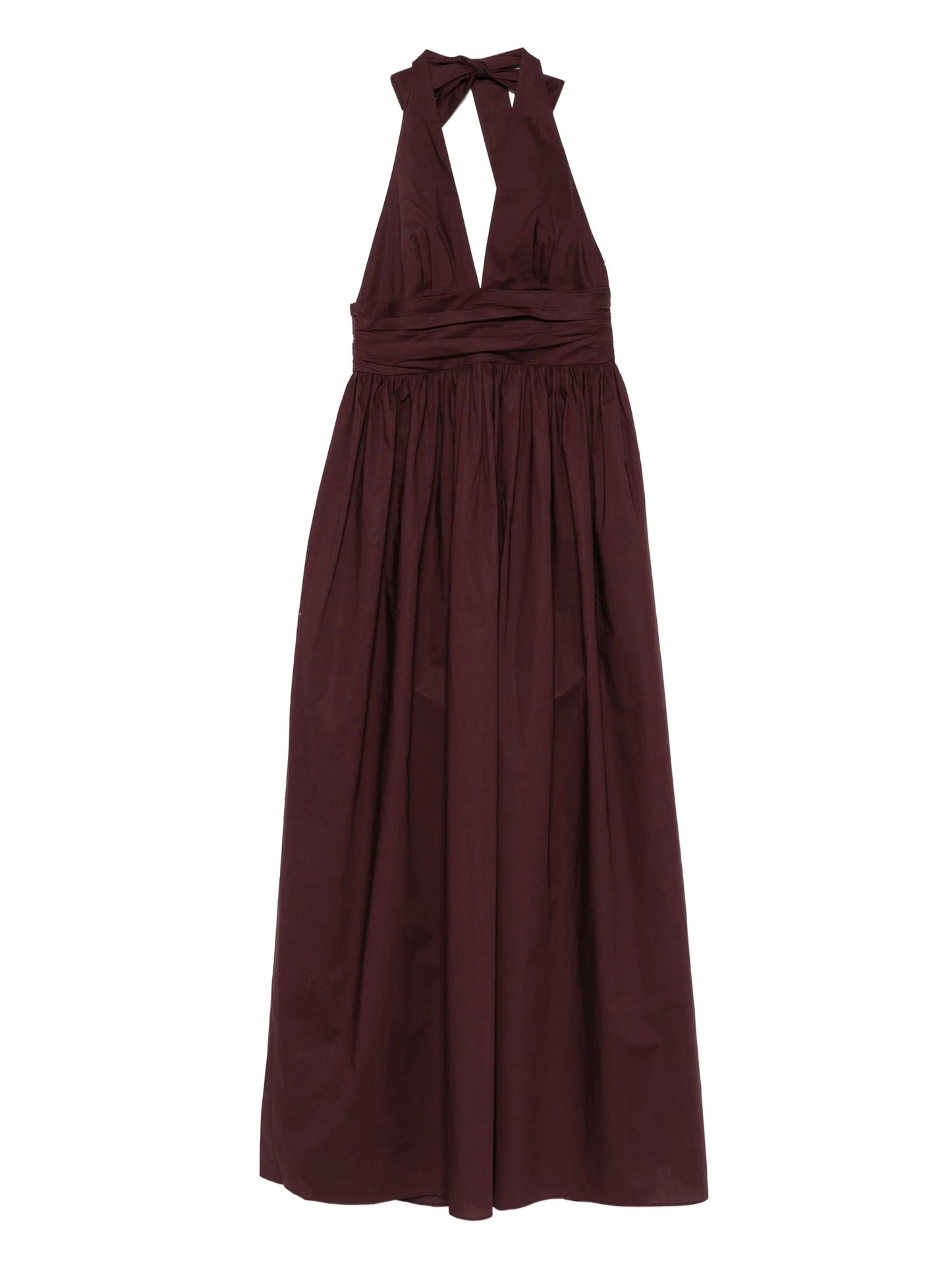 halter plunge midi dress