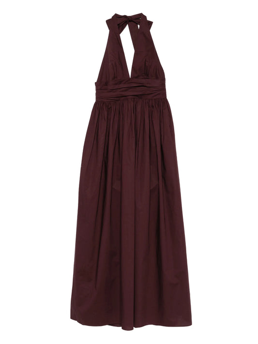 halter plunge midi dress