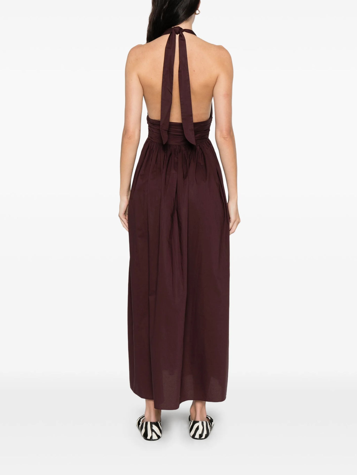 halter plunge midi dress