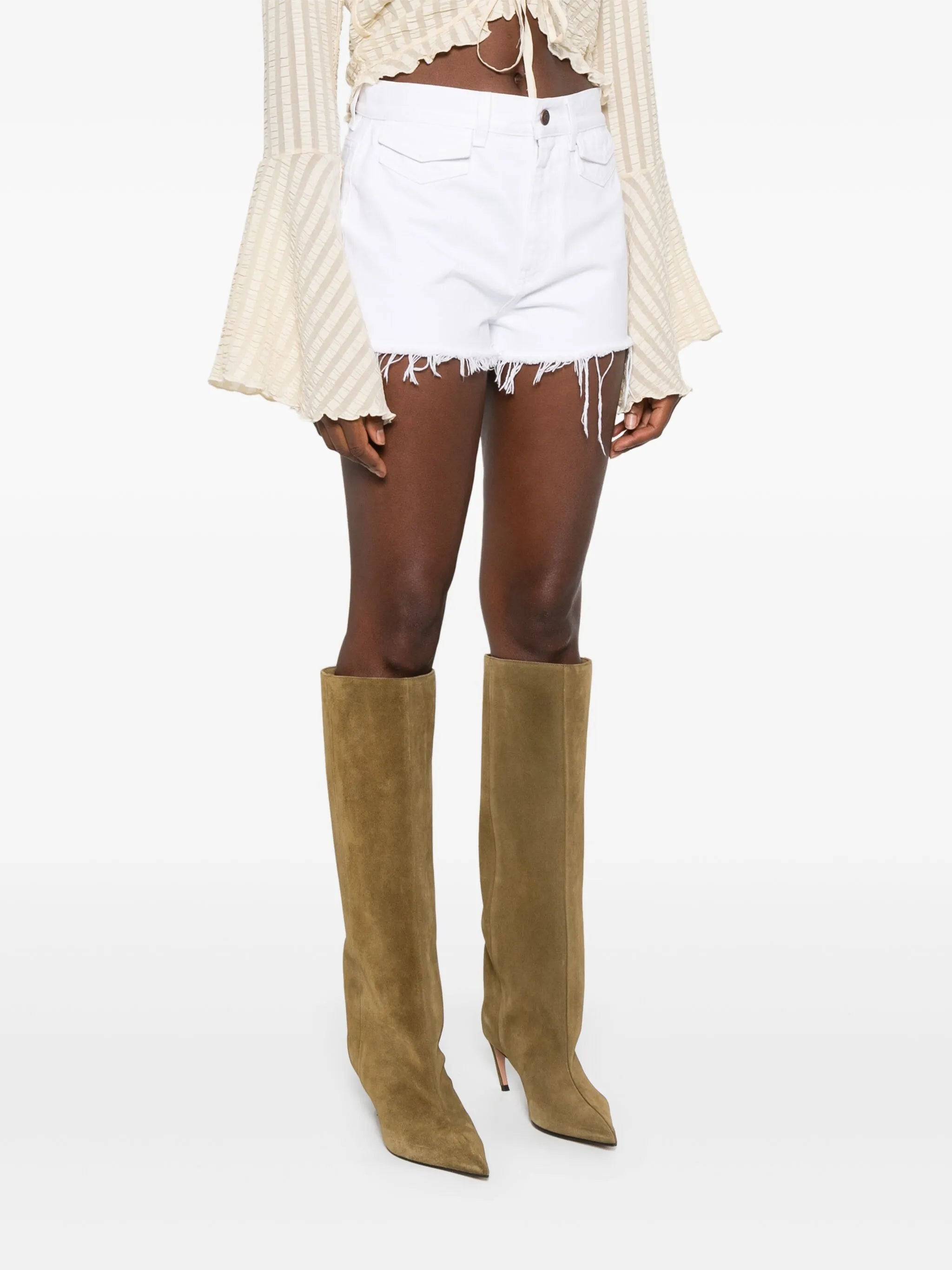 frayed-hem denim shorts