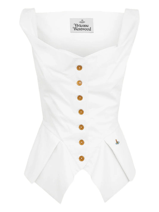 button-down pleated top