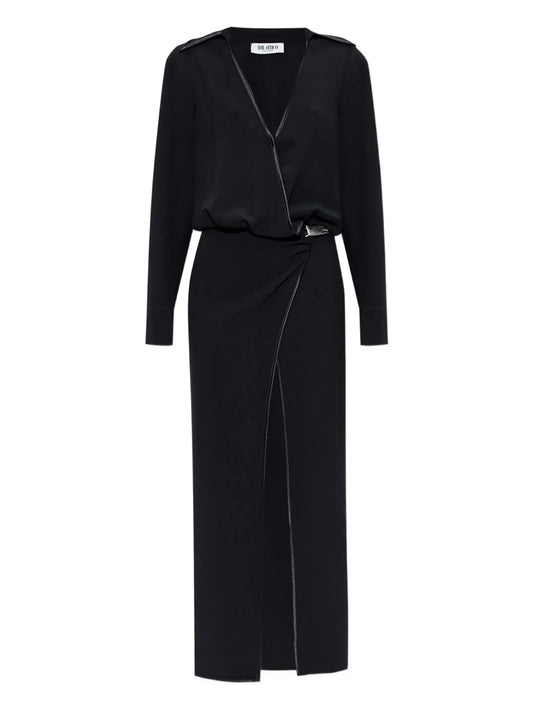 wrap-front split dress