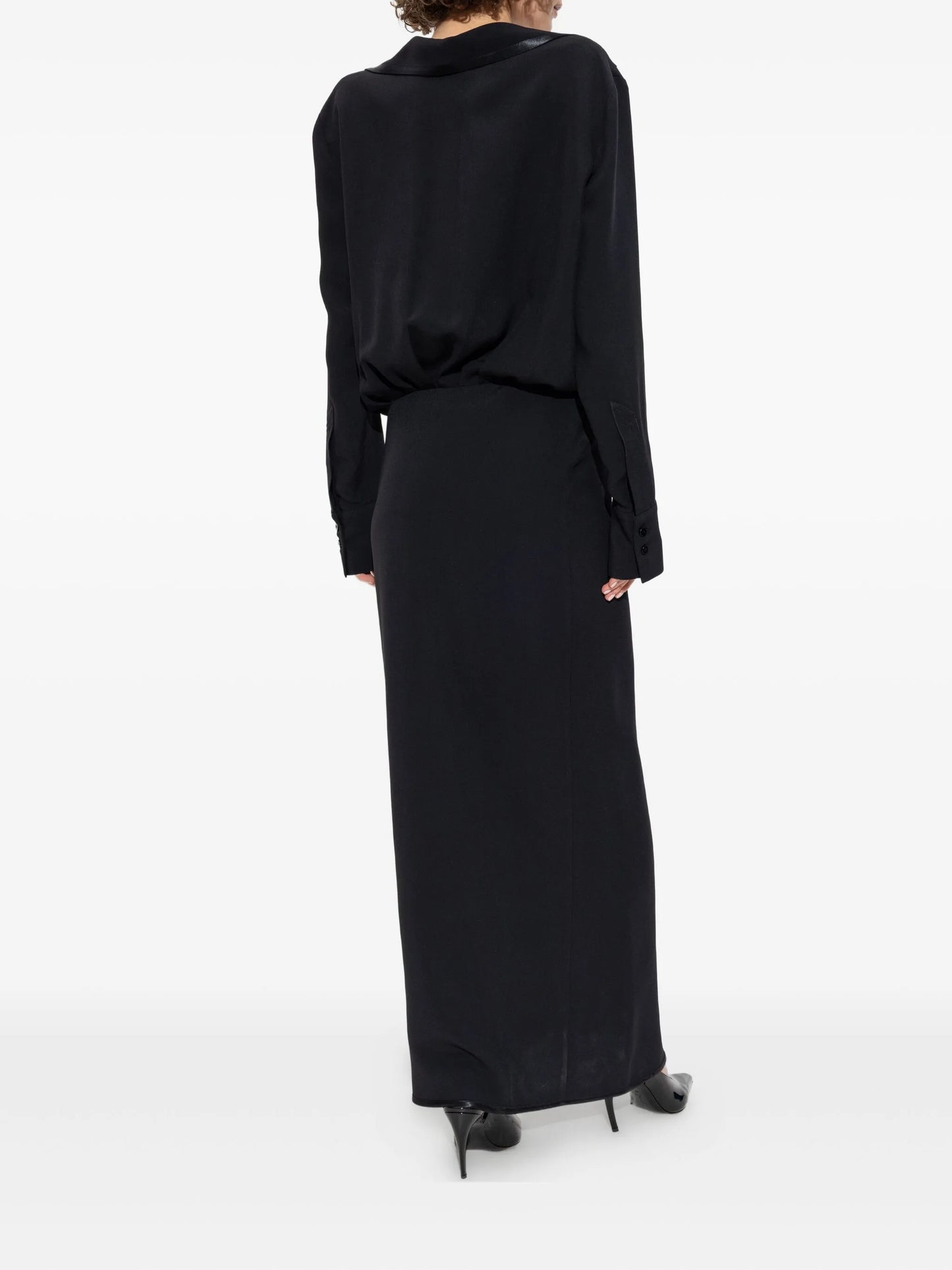 wrap-front split maxi dress